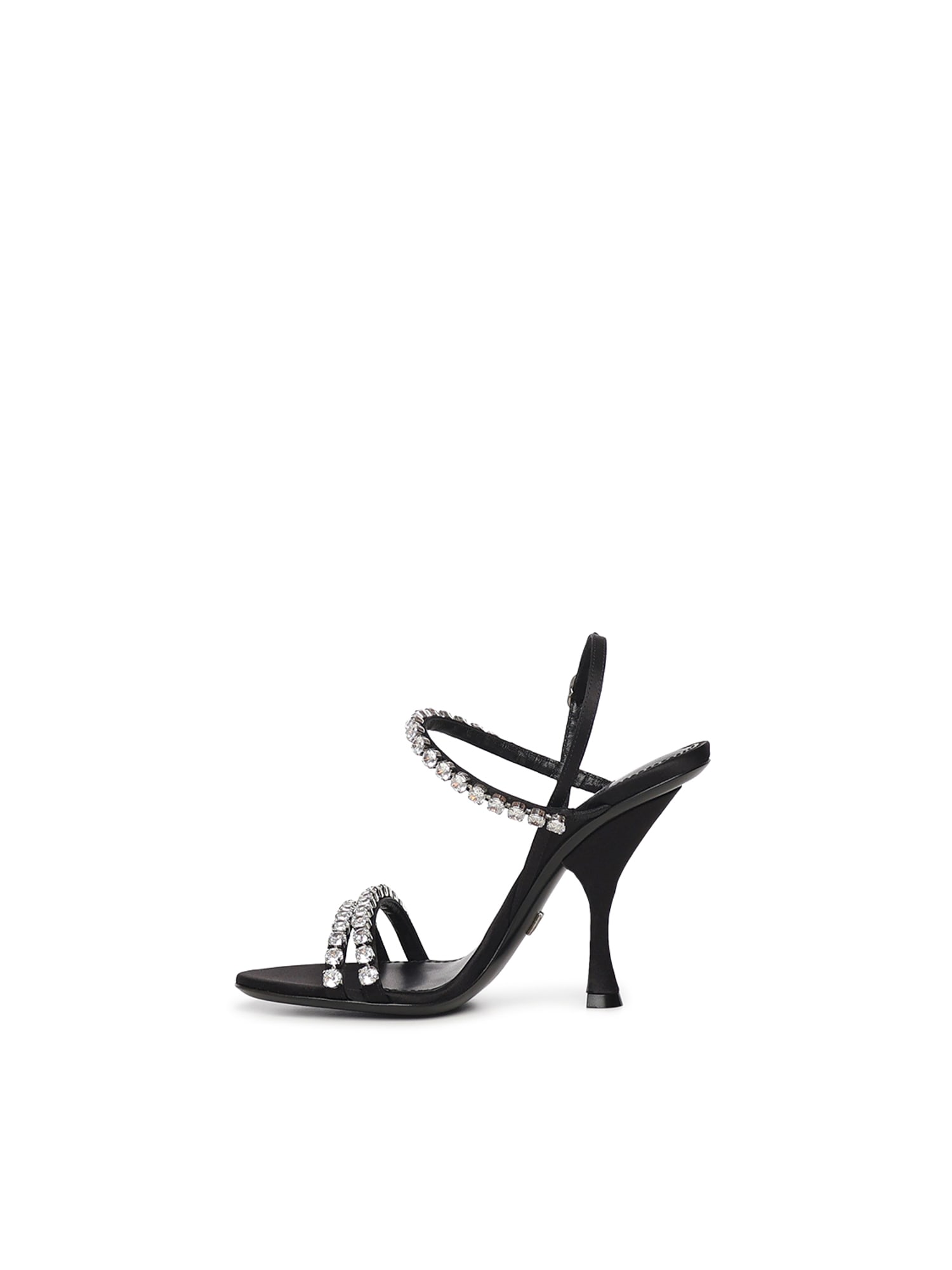 Dolce & Gabbana Formale Embellished Satin Sandals In Black