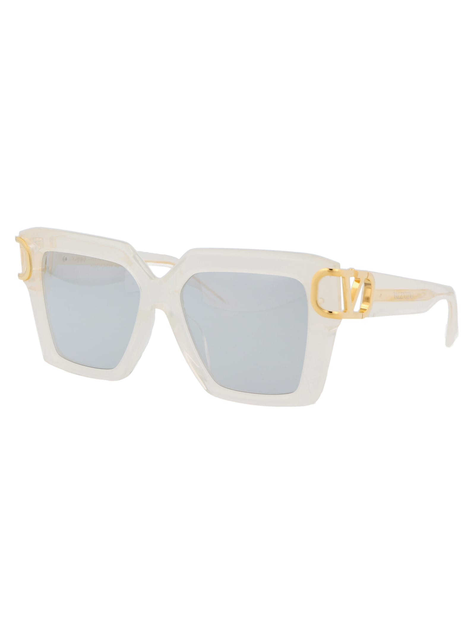 Shop Valentino V - Uno Sunglasses In 107c Wht - Gld