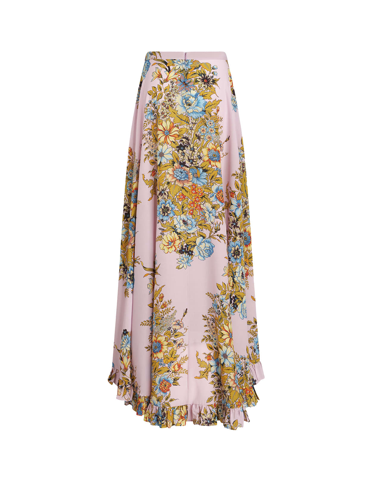 Shop Etro Pink Crepe De Chine Long Skirt With Print