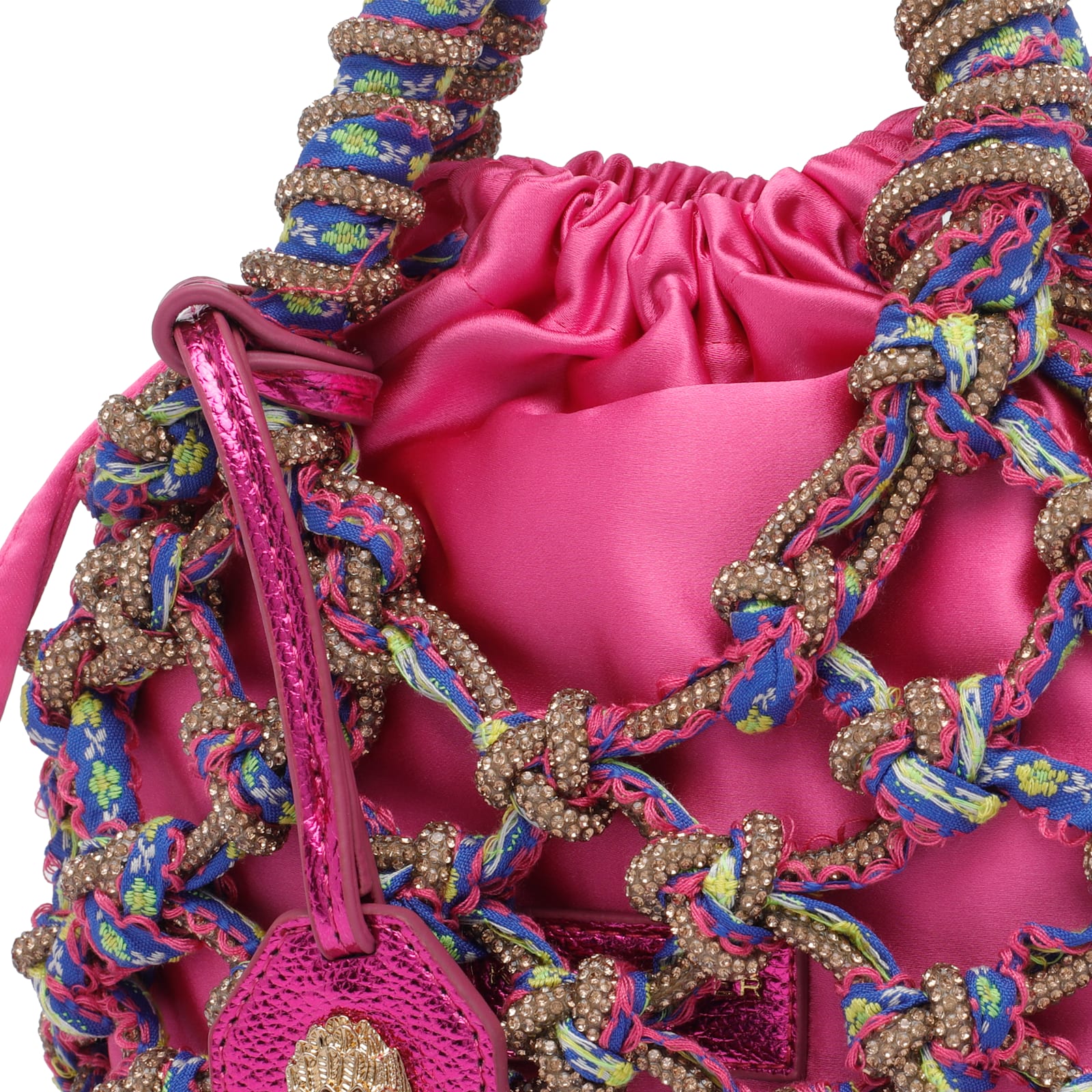 Kurt Geiger Small Macrame Crystal Handbag In Red