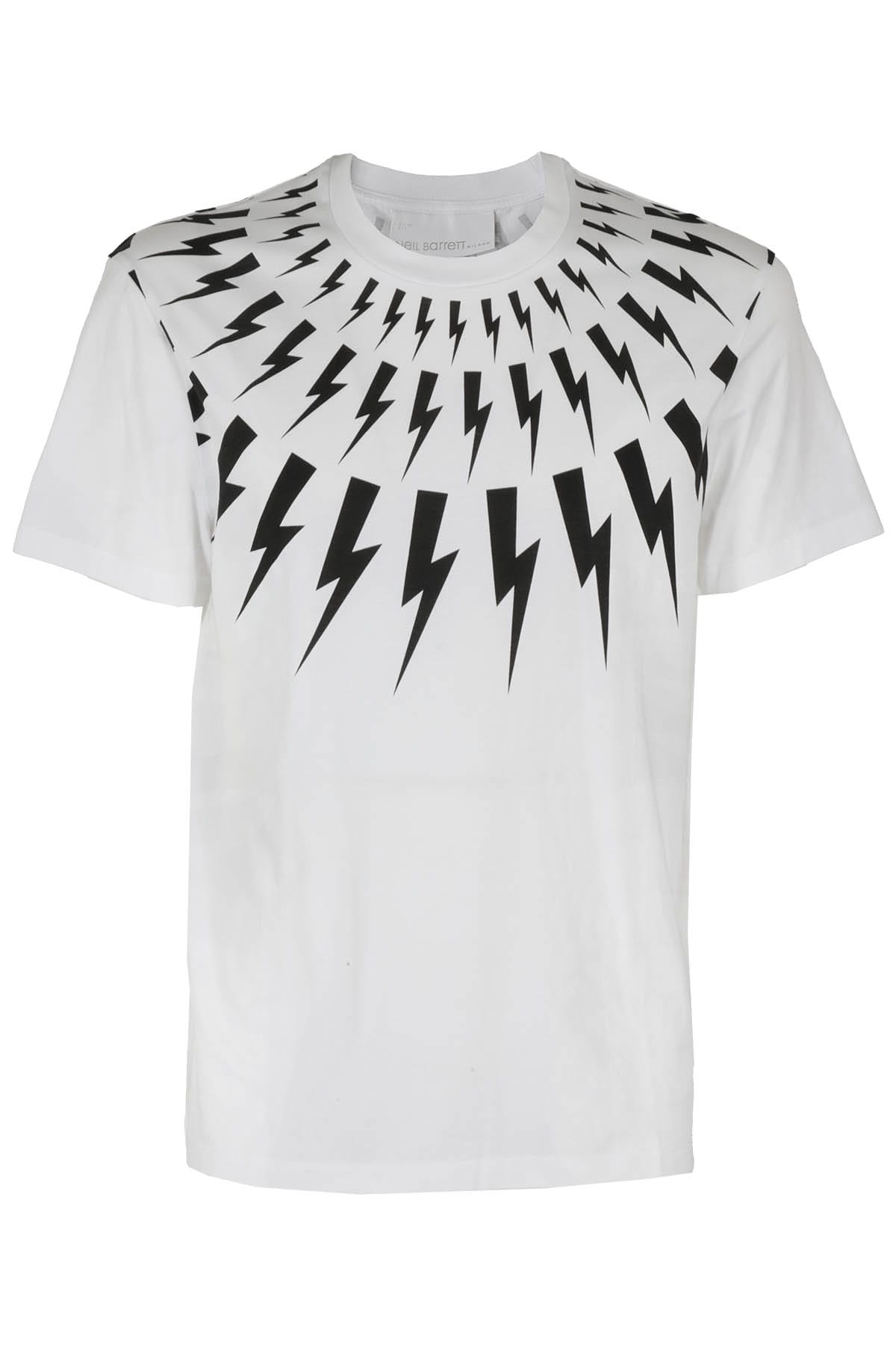 Shop Neil Barrett Fairisle Thunderbolt Slim T-shirt In White Black