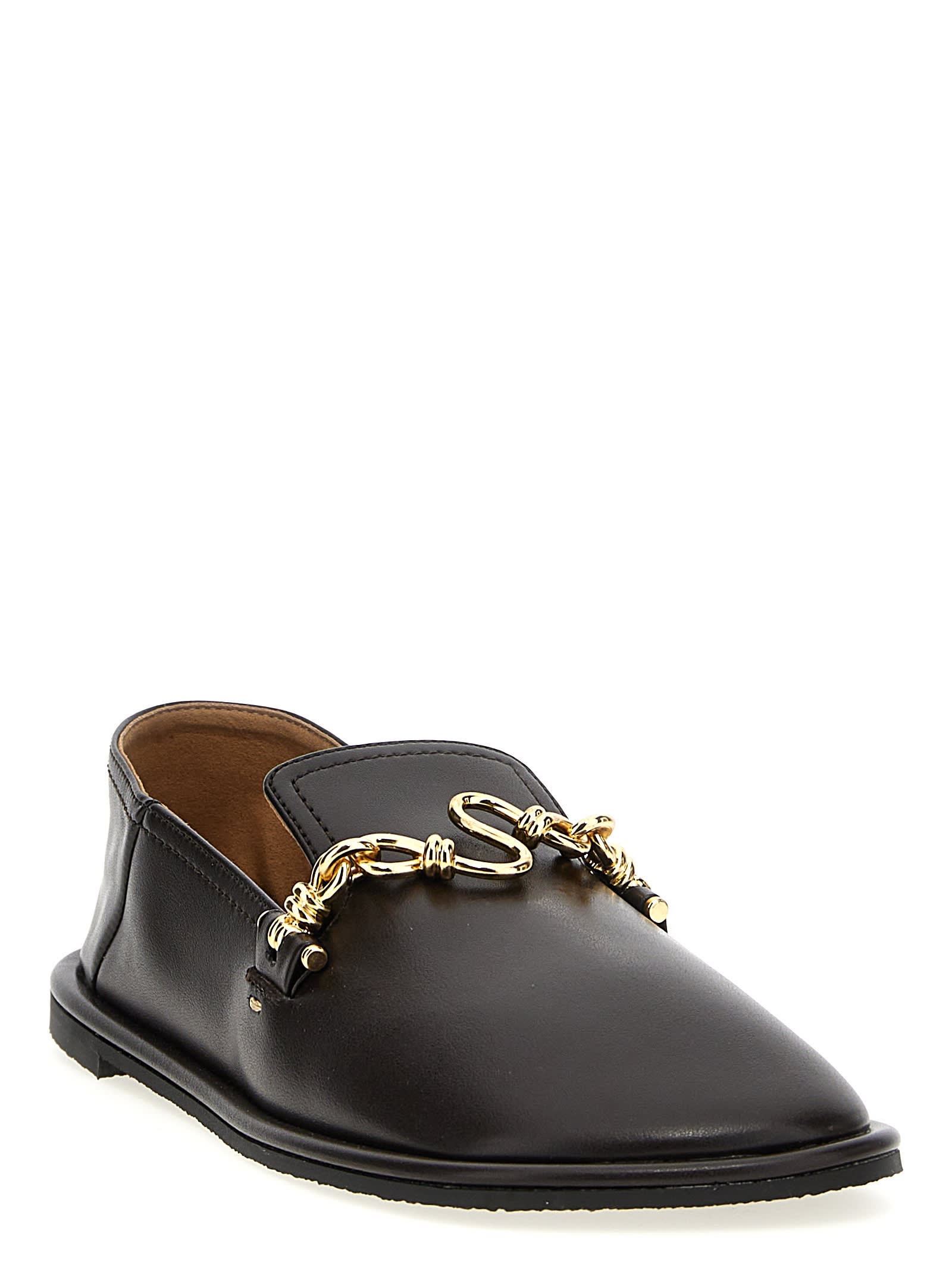 Stella Mccartney Loafers Flat Sole Round Toe Gold-tone Hardware In Brown