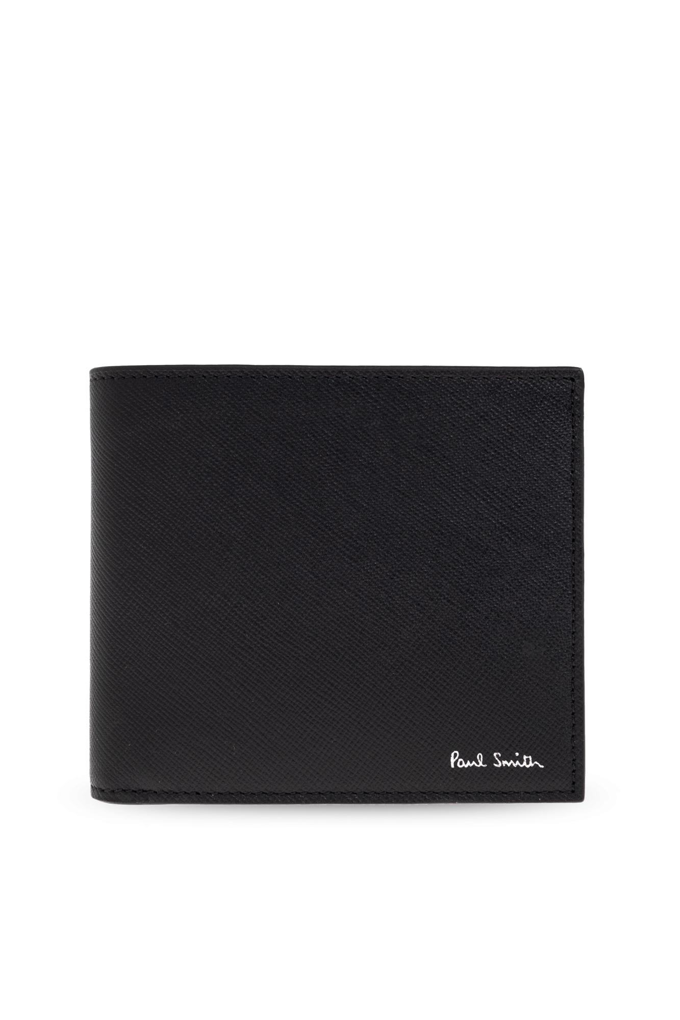 Paul Smith Textured Leather Bifold Wallet With Embossed Signature In Black