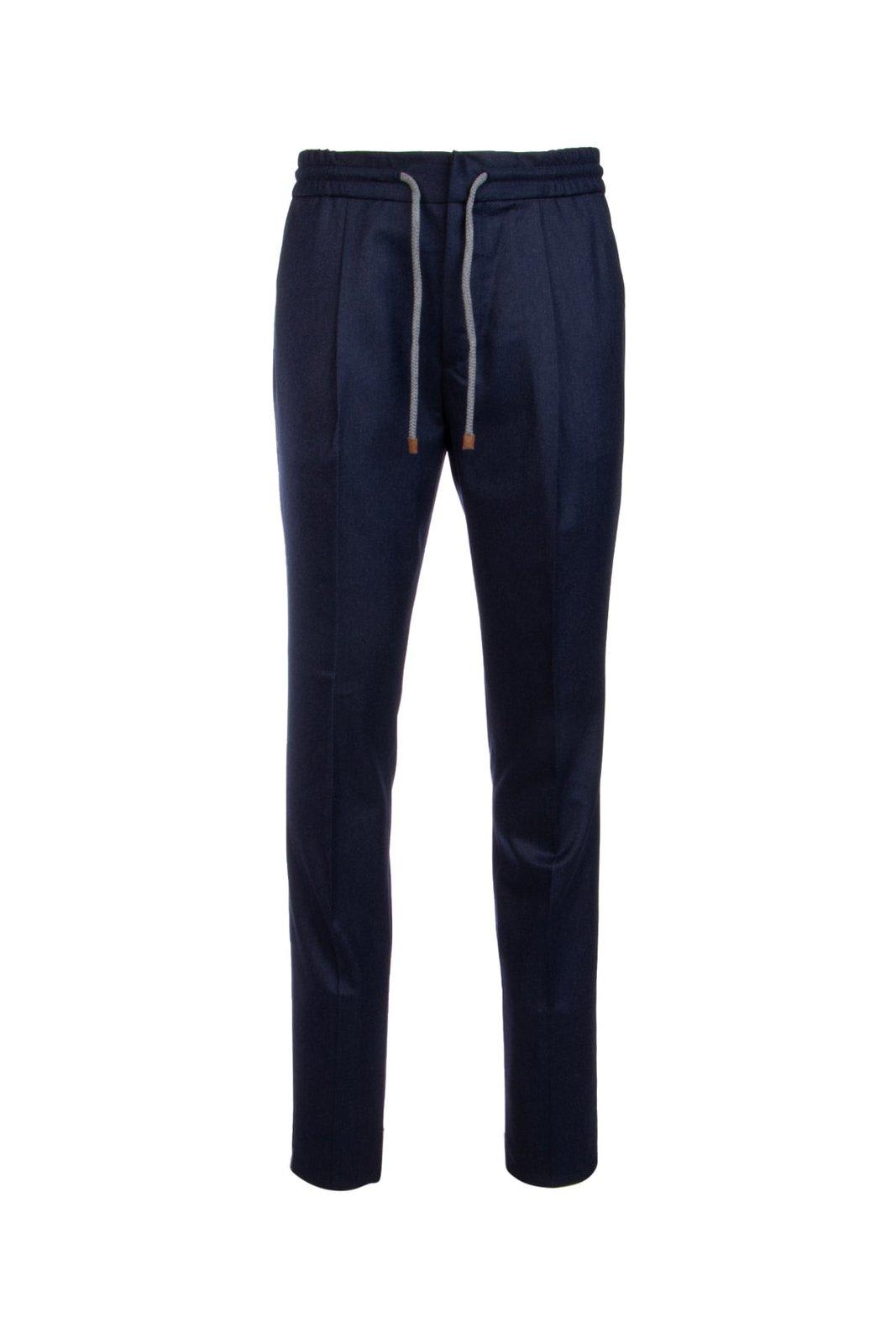 Shop Brunello Cucinelli Drawstring Trousers In Blue