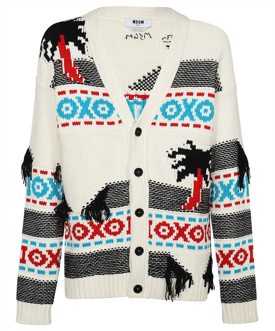 Msgm Cotton Fringed Cardigan In Multi