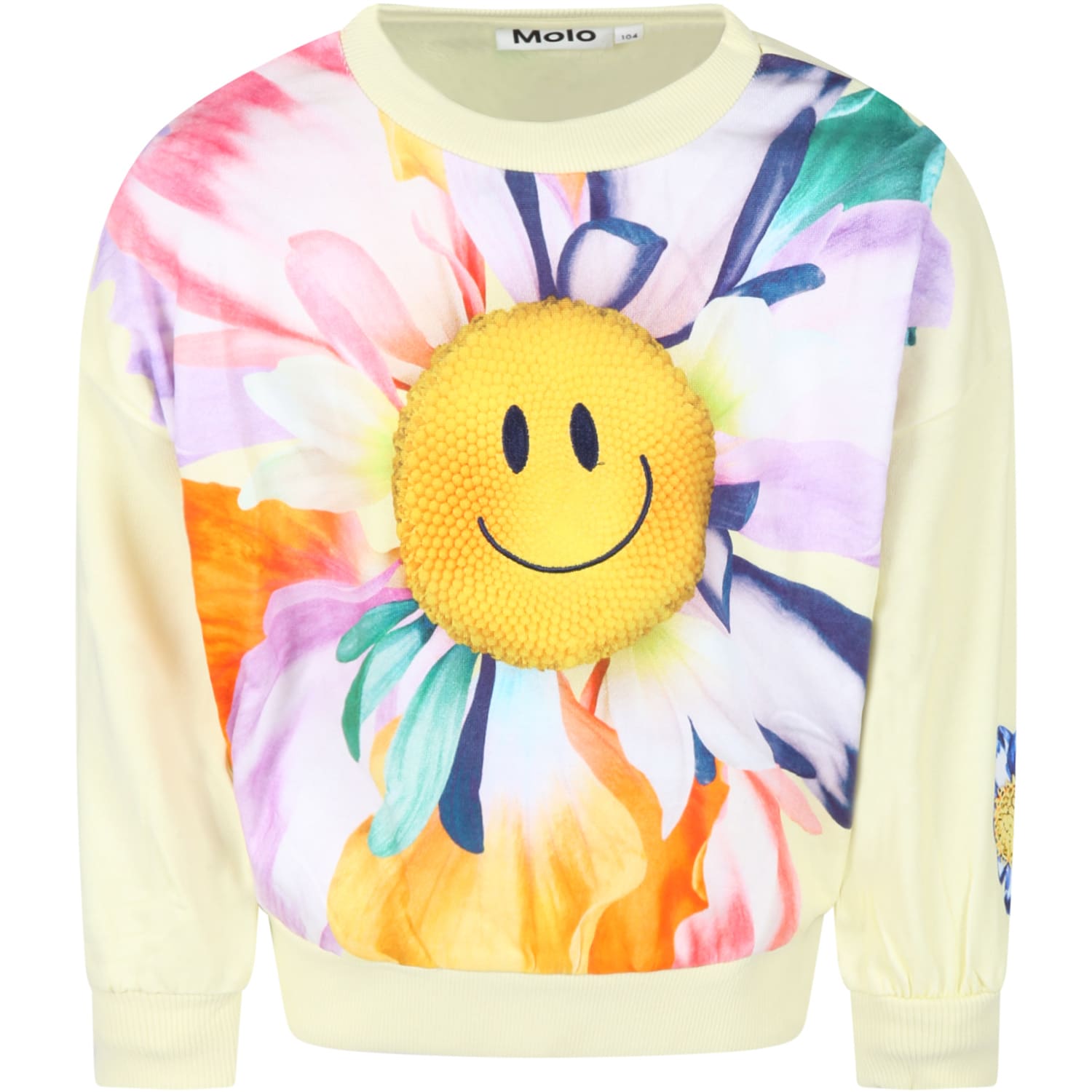 Molo Yellow Sweatshirt For Girl With Flower