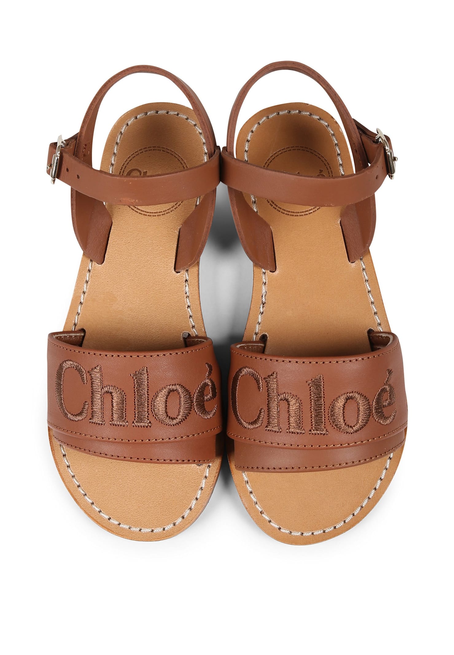 Shop Chloé Brown Sandals For Girl With Logo