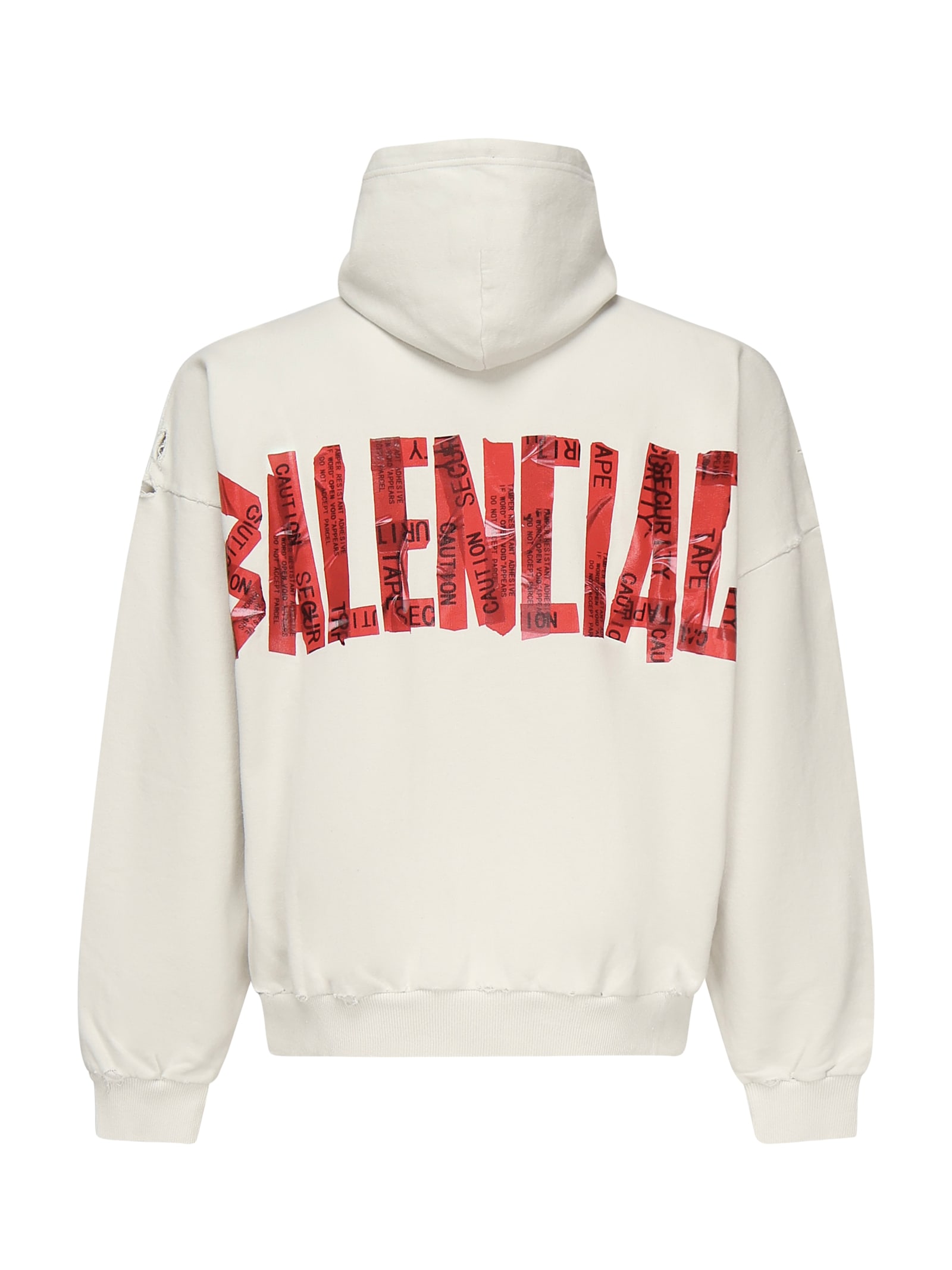 Balenciaga Hoodie With Zip Security Tape In Gray