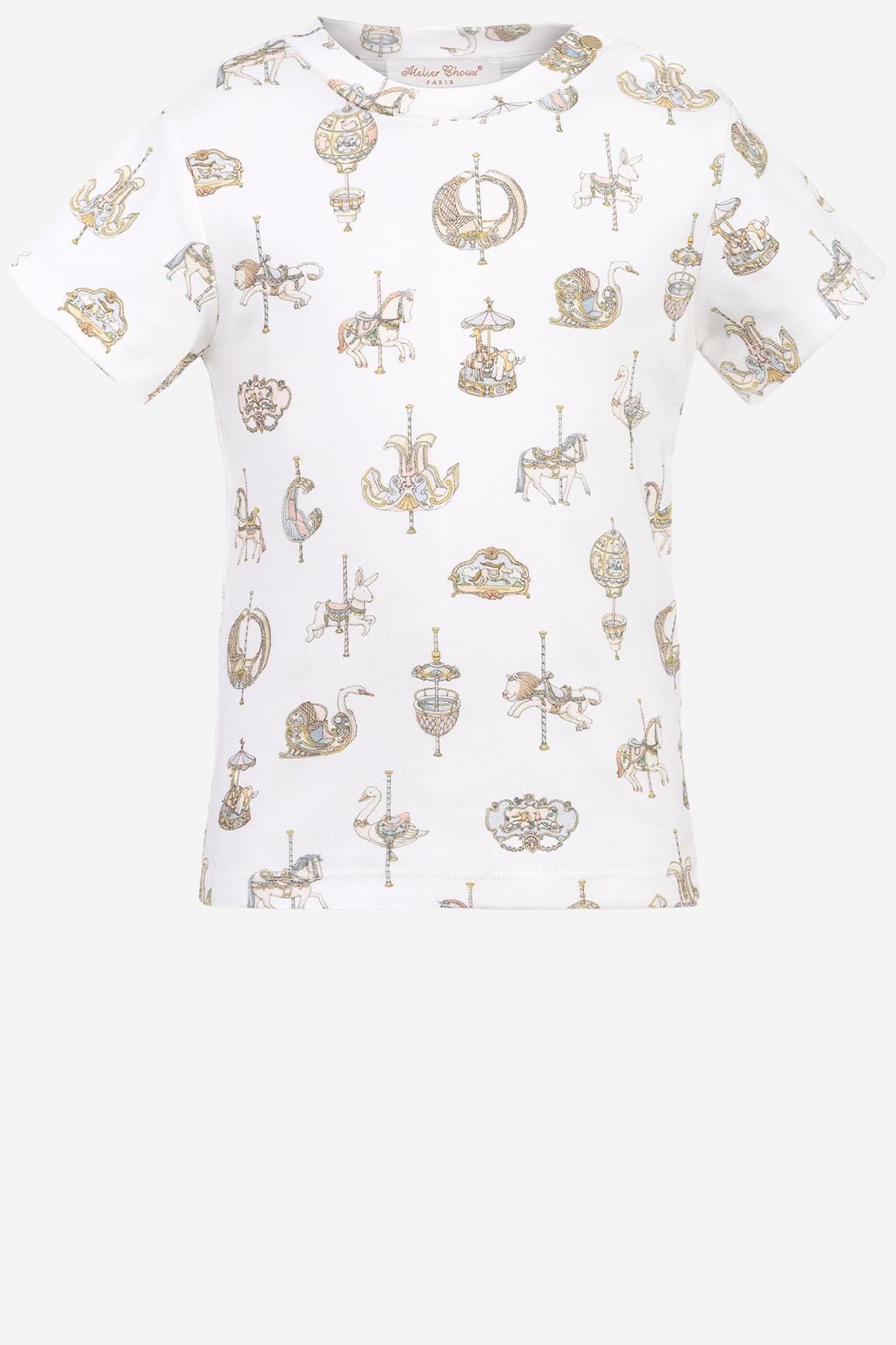 Atelier Choux Carousel Cotton T-shirt In White