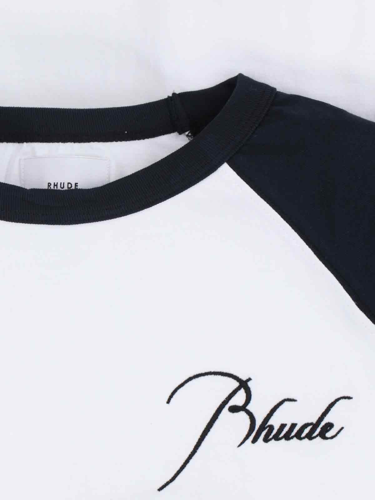 Shop Rhude Embroidered T-shirt In White/black