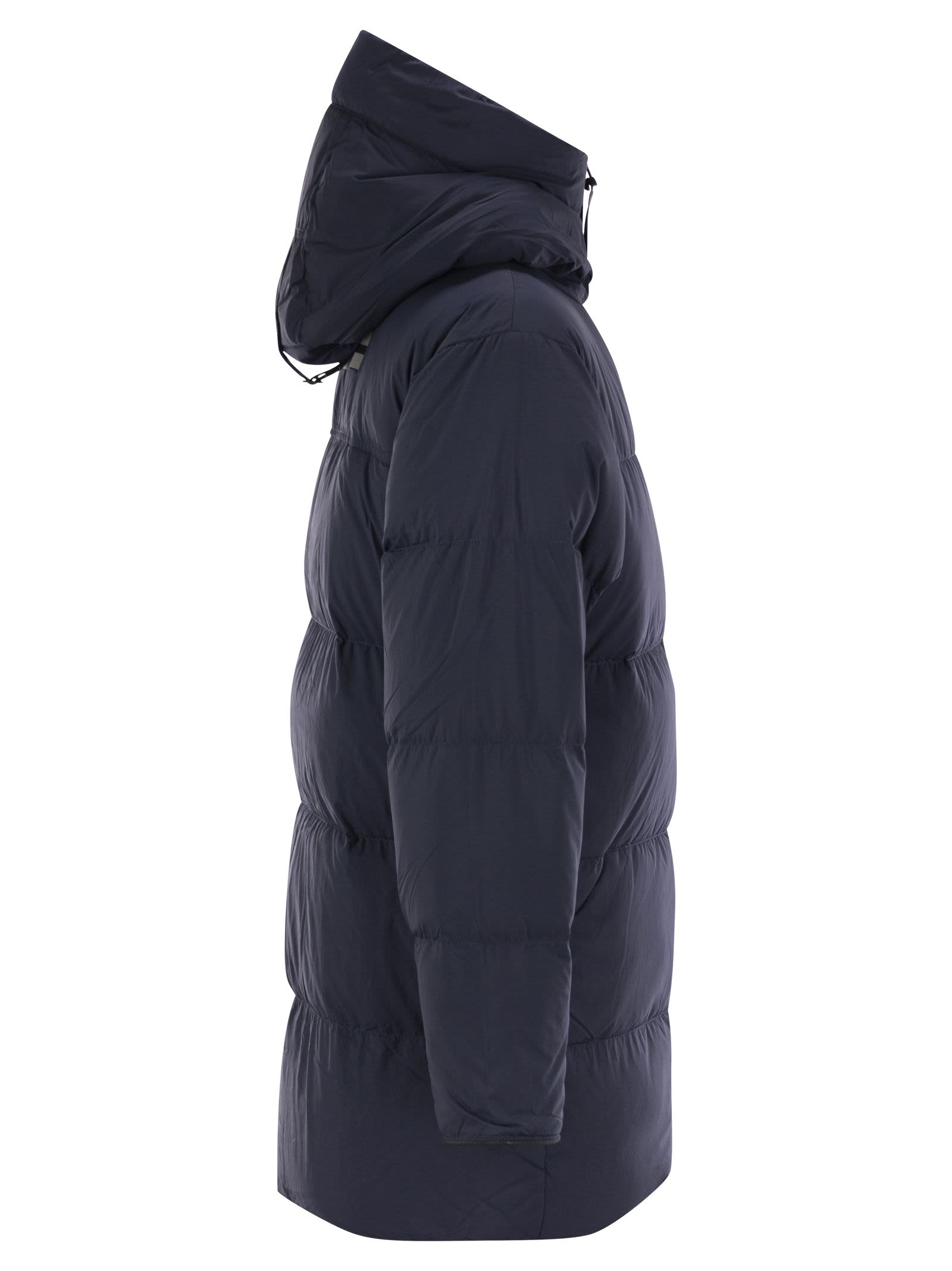 Shop Canada Goose Lawrence - Down Jacket With Black Logo In Navy