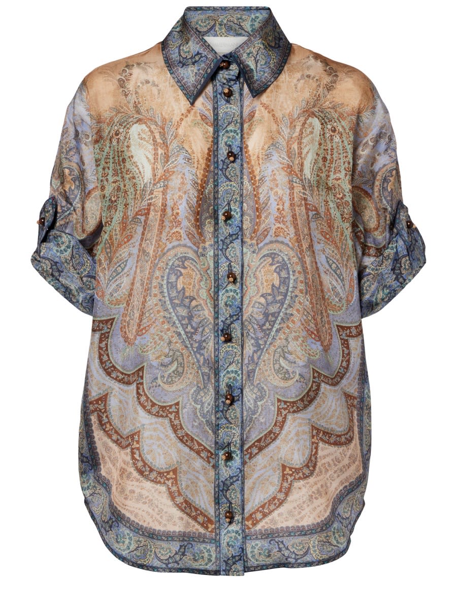 Zimmermann Shirt Wanderlust Short Sleeve In Multi