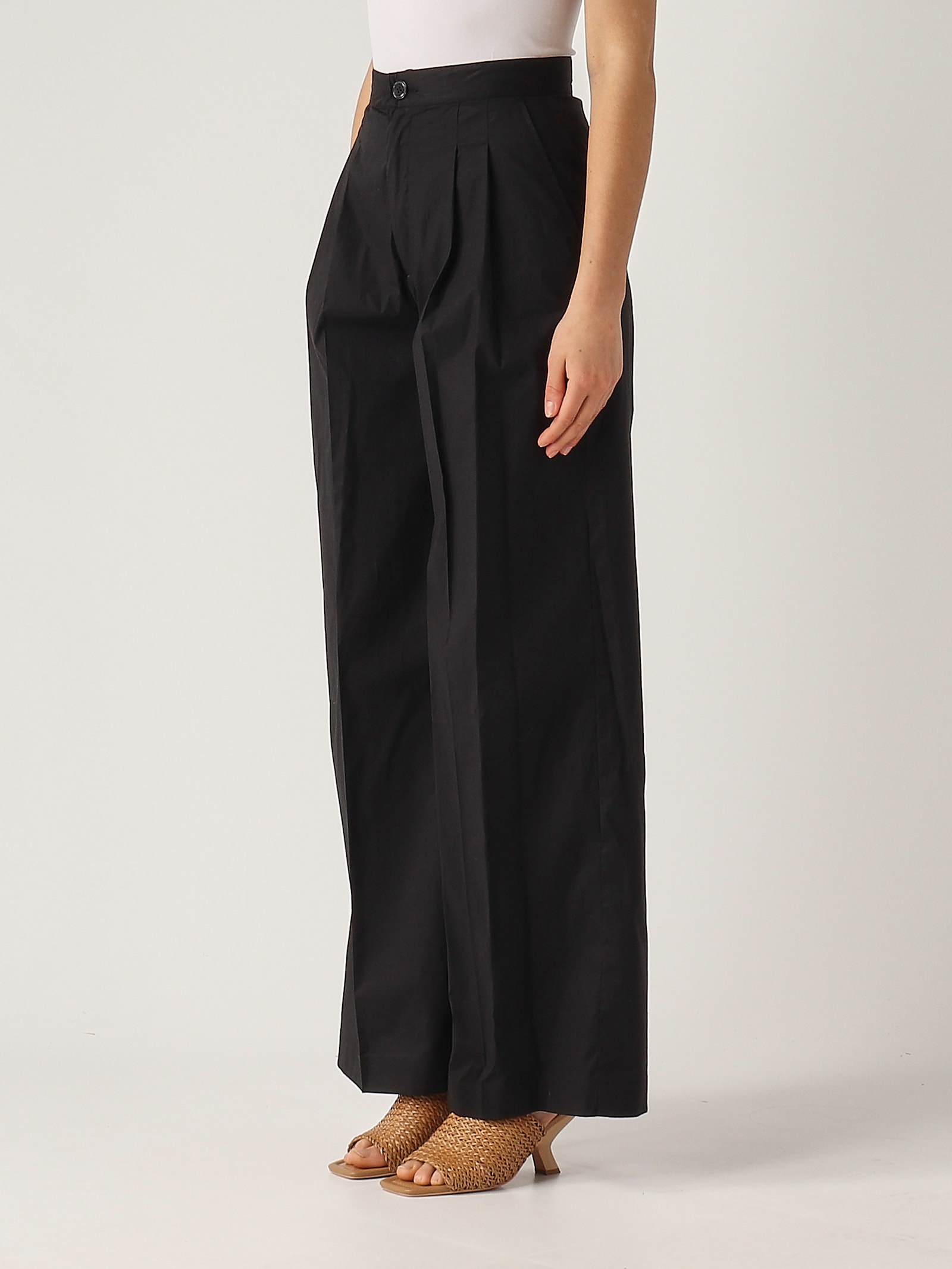 Twinset Cotone Trousers In Nero