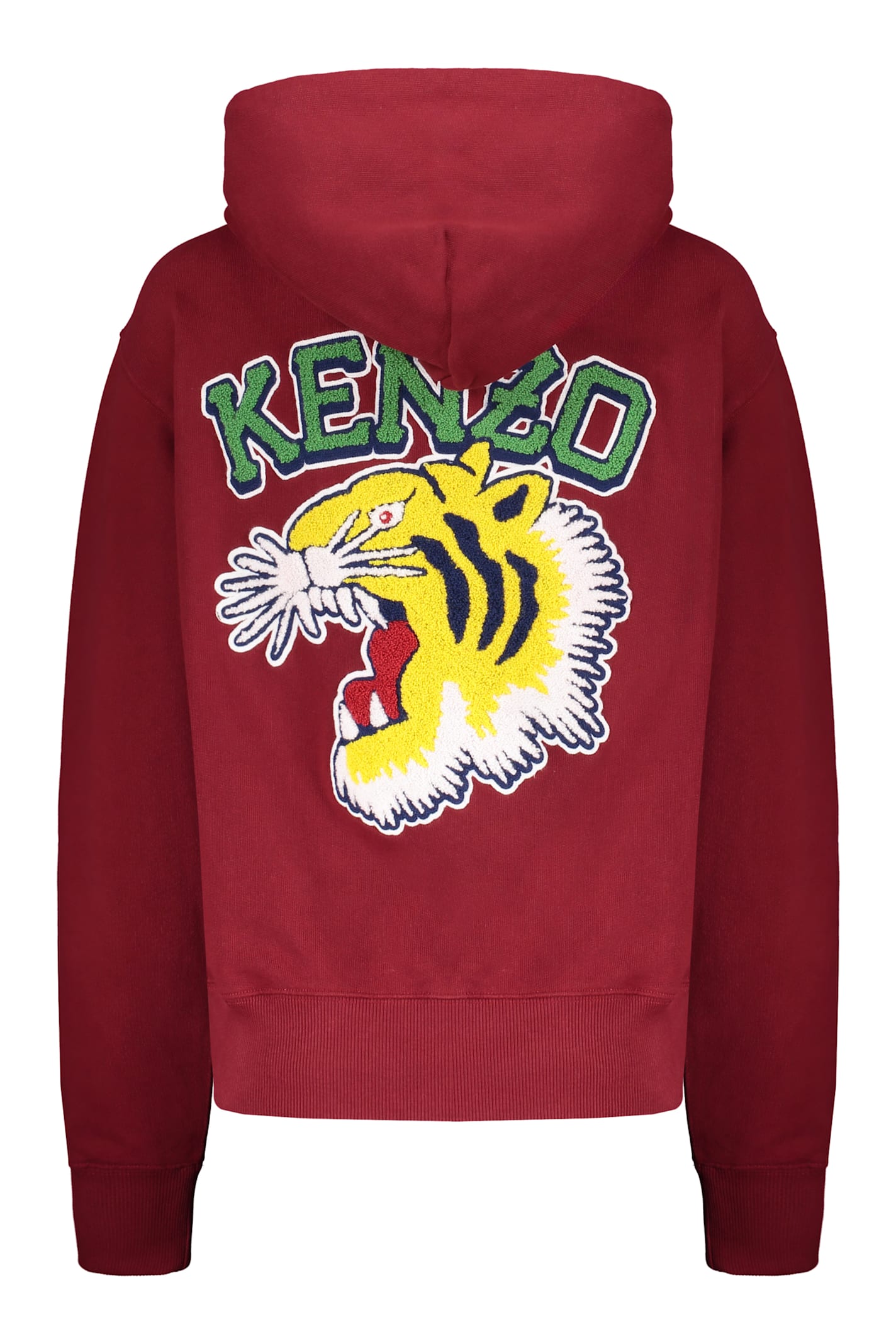 Kenzo Cotton Hoodie In Burgundy