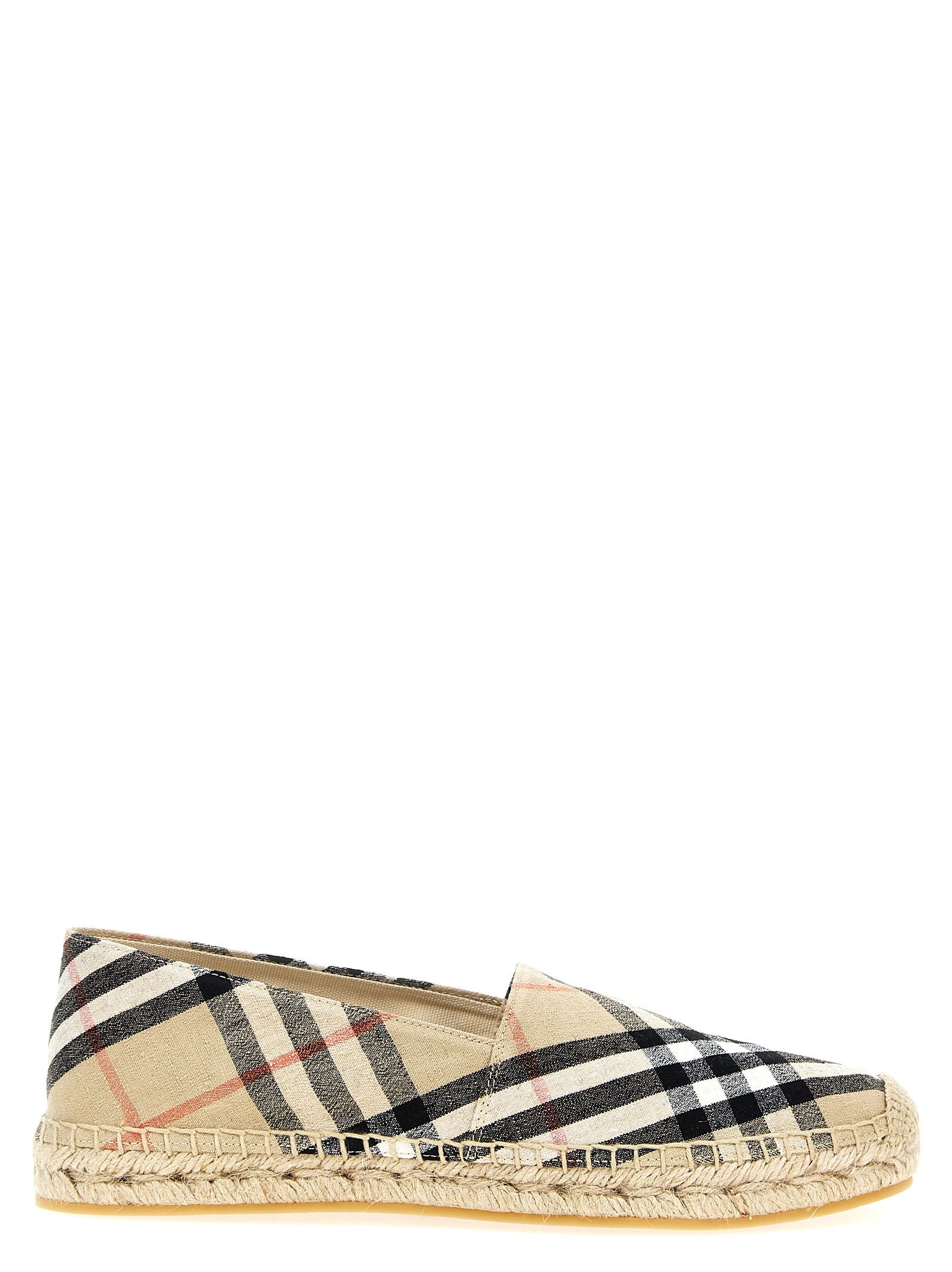 Burberry Canvas Check Pattern Espadrilles With Round Toe