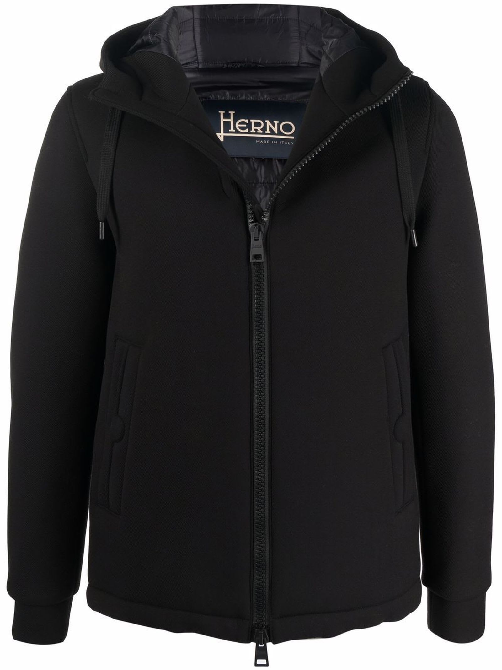 Herno Black Fabric Bomber Jacket