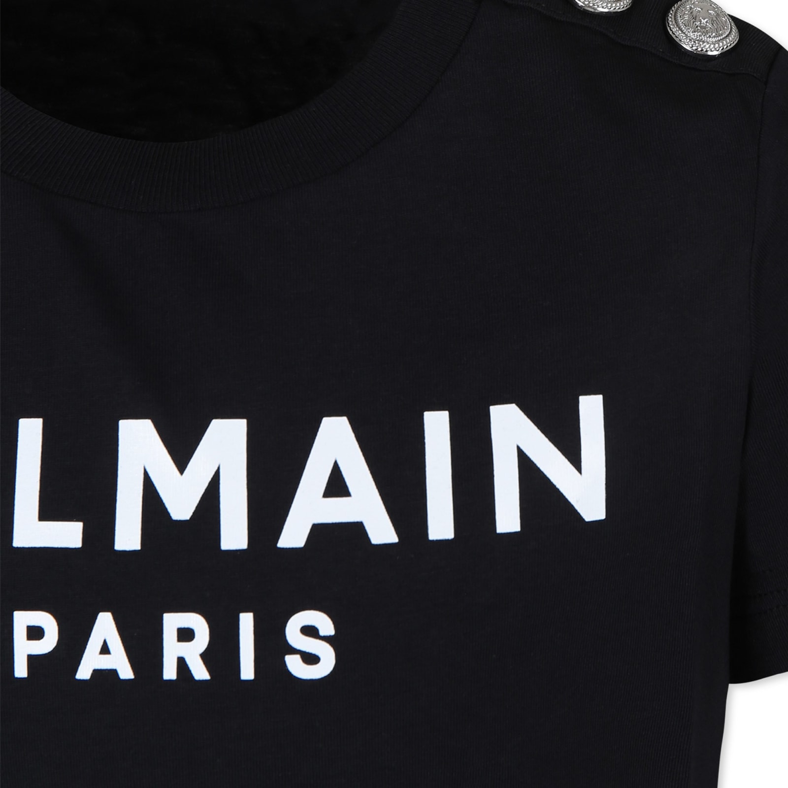 Balmain White T-shirt For Kids With Logo In Black