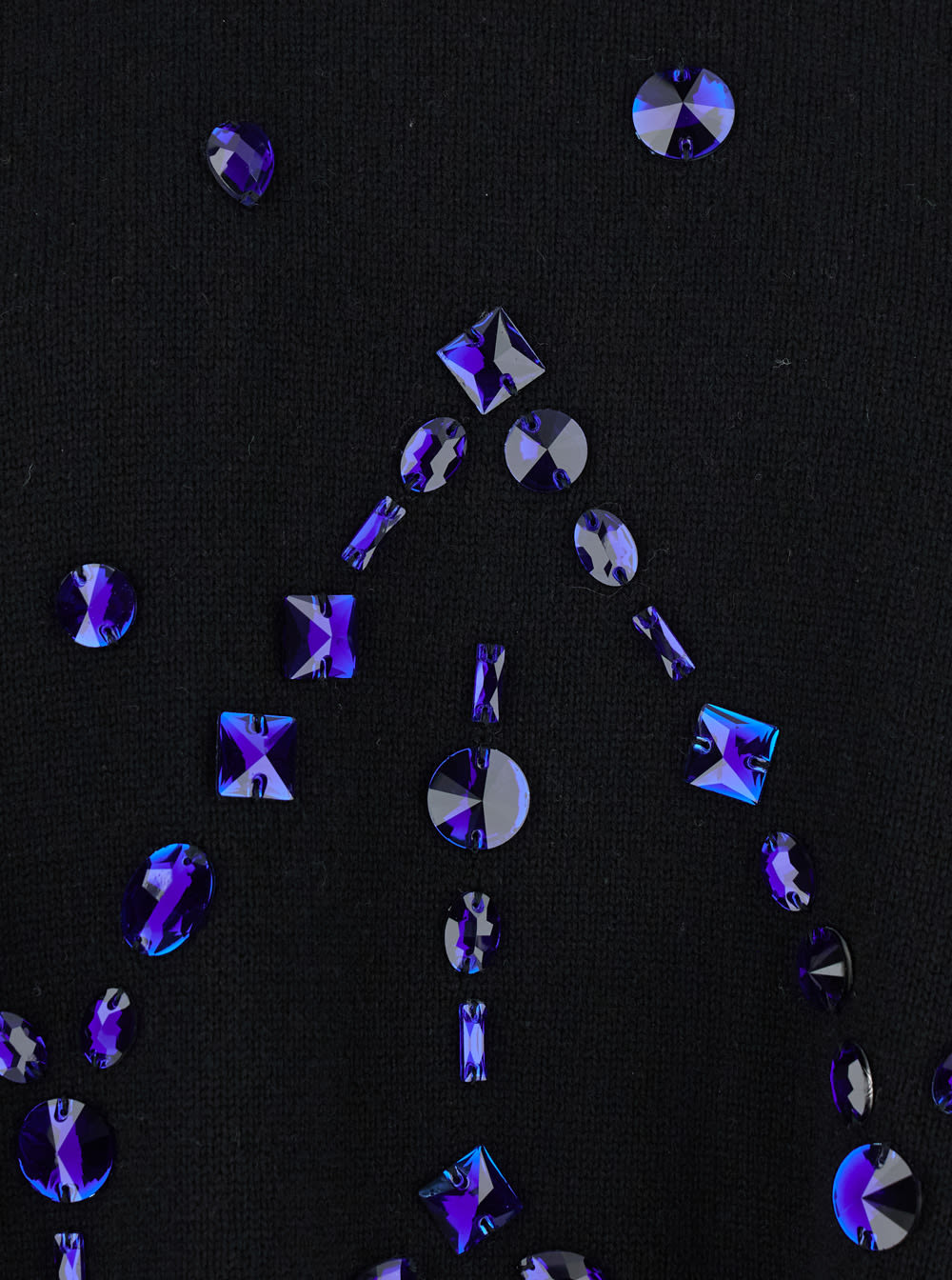 Alberta Ferretti Women Black High-neck Jumper With All-over Crystals Embellishment In Wool And Silk  In Black