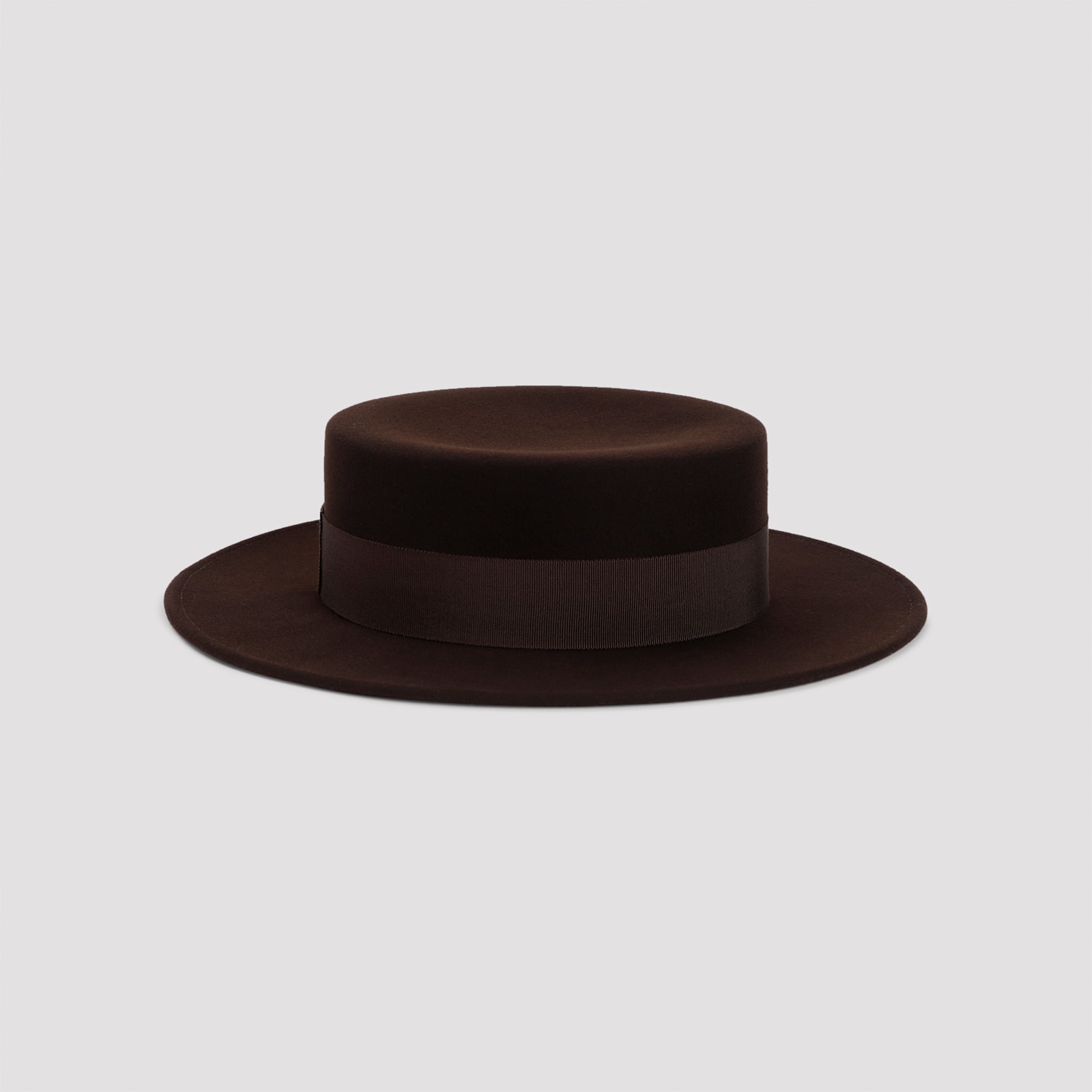 Shop Maison Michel Wool Felt Kiki Boater Hat In Dark Brown