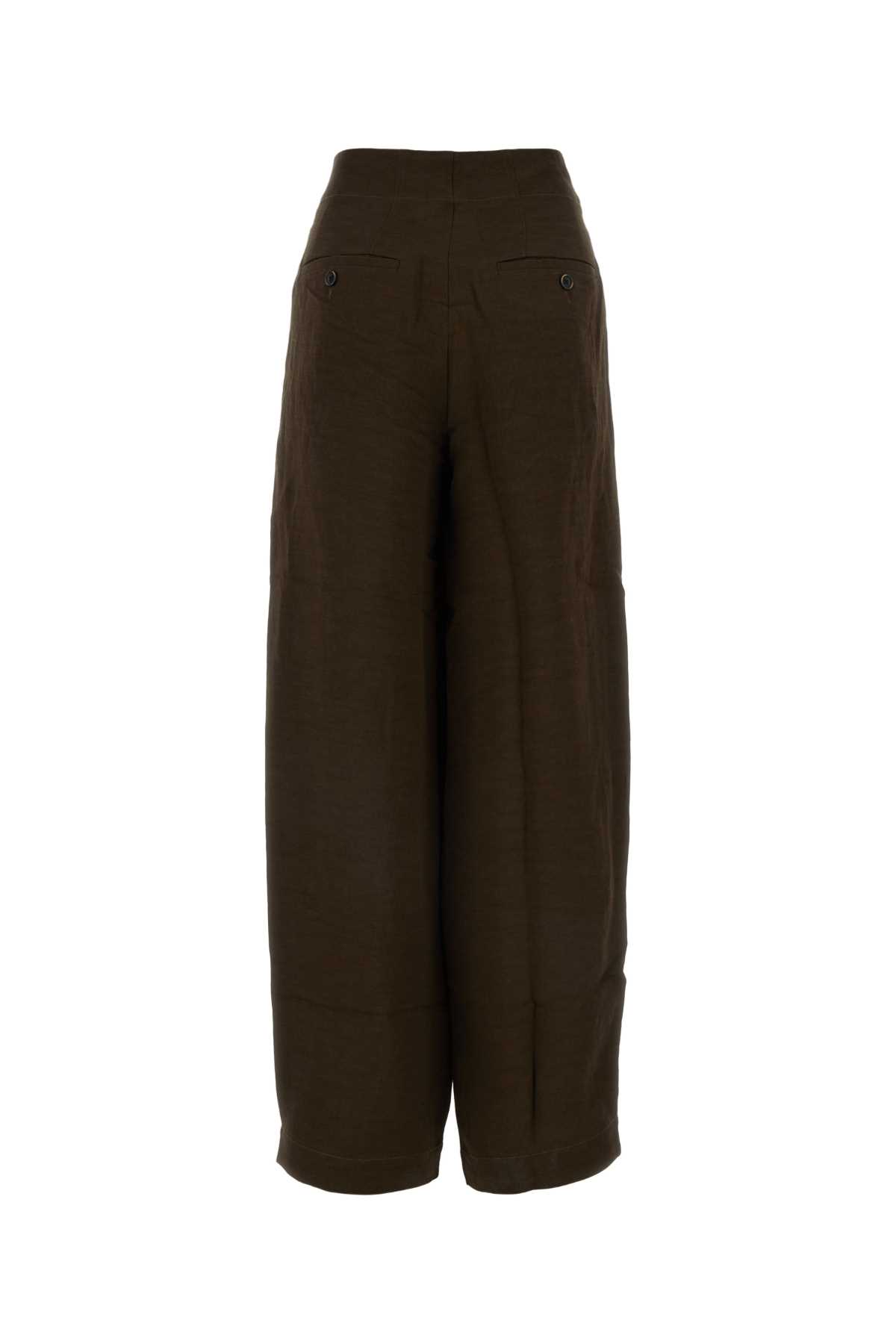 Shop Uma Wang Dark Brown Viscose Blend Pitti Wide-leg Pant In Darkbrown
