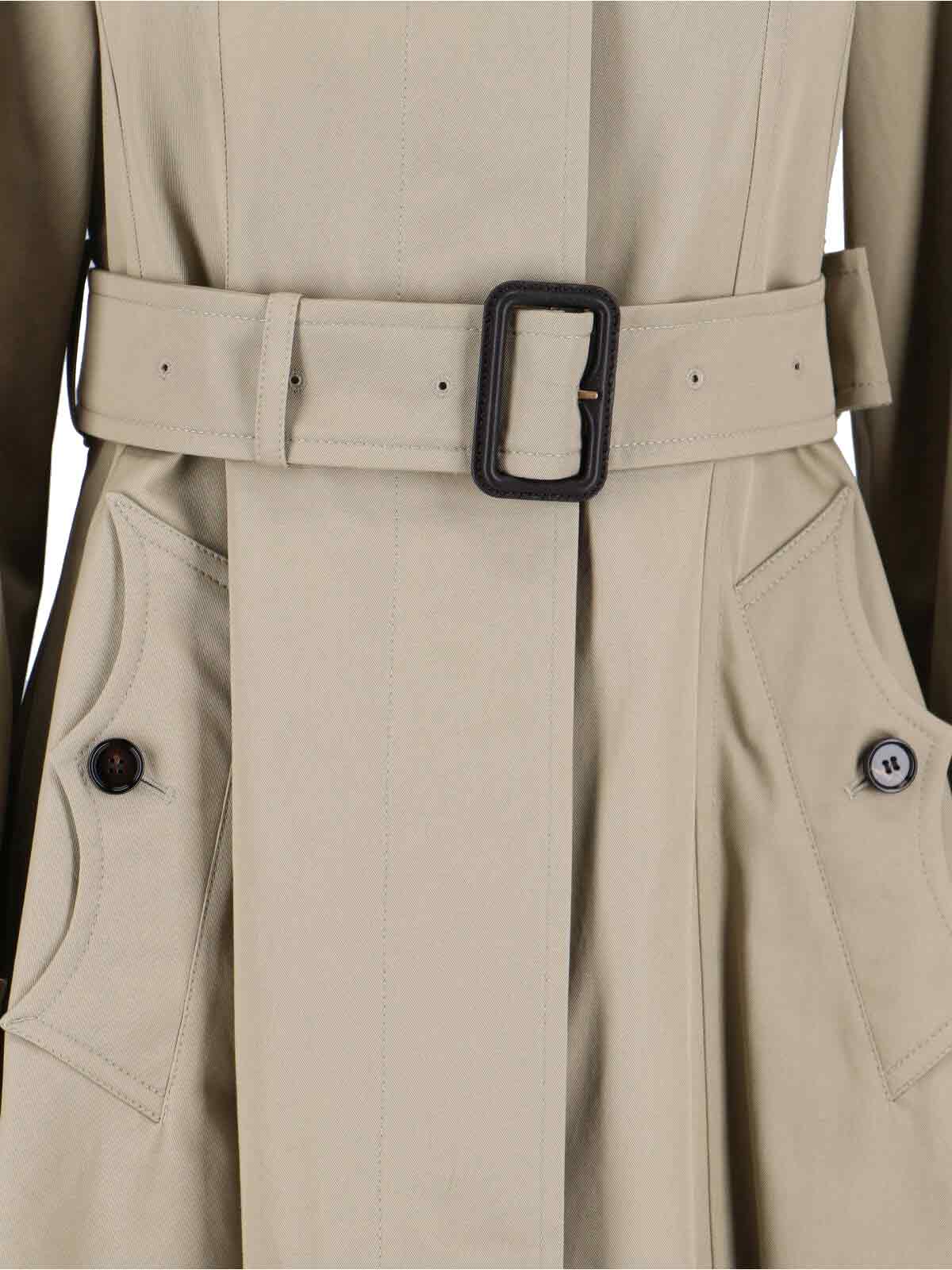 Burberry Cotton Trench Coat Adjustable Waistband In White