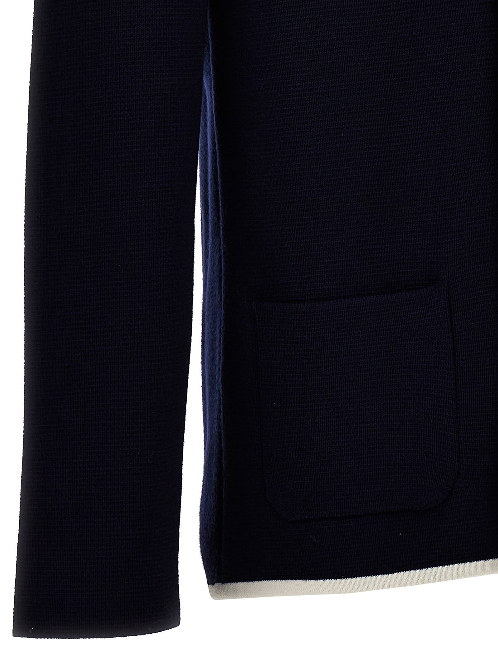 Shop Valentino V Detail Cardigan In Blue