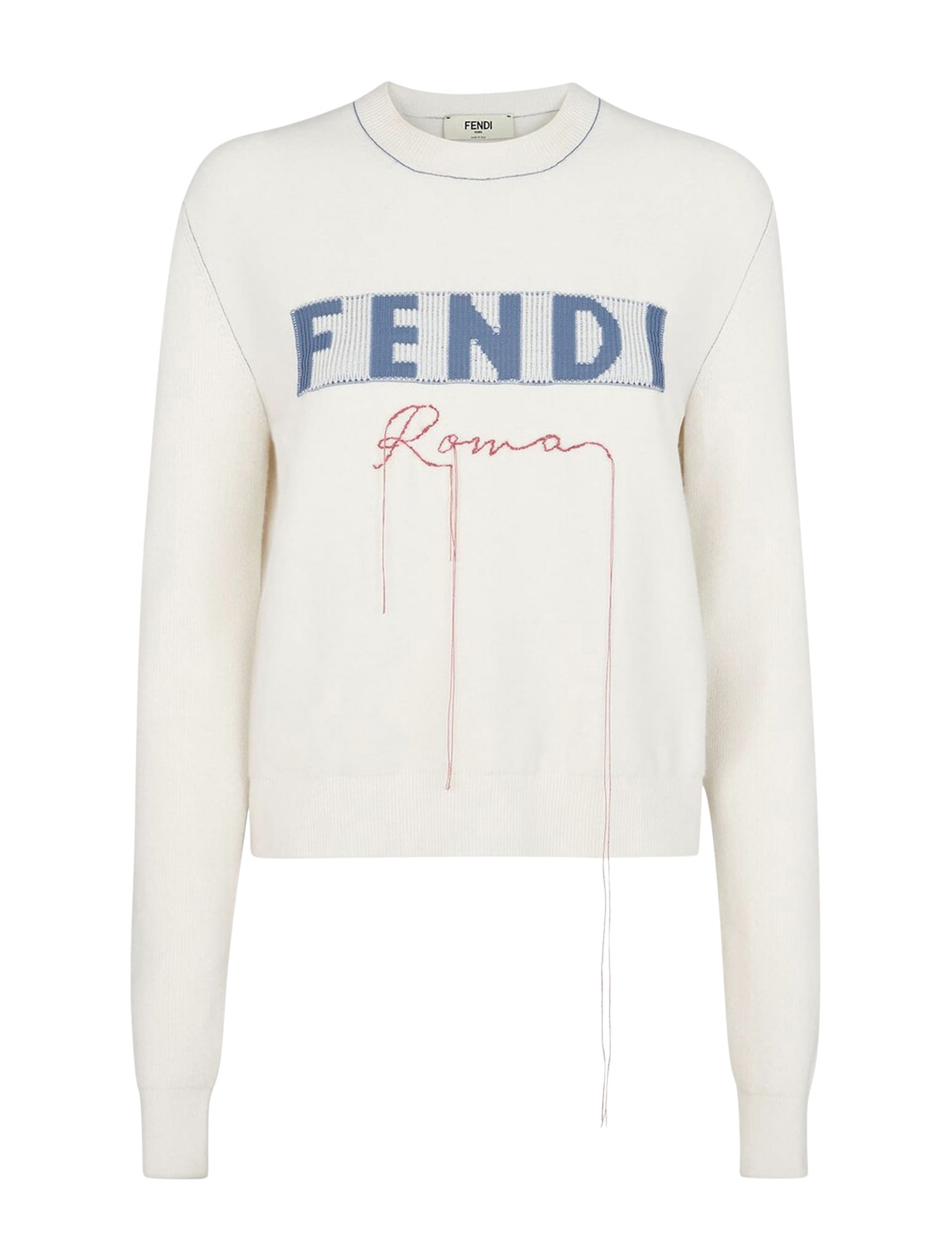 Shop Fendi Pullover Roma Cashmere In Znm White