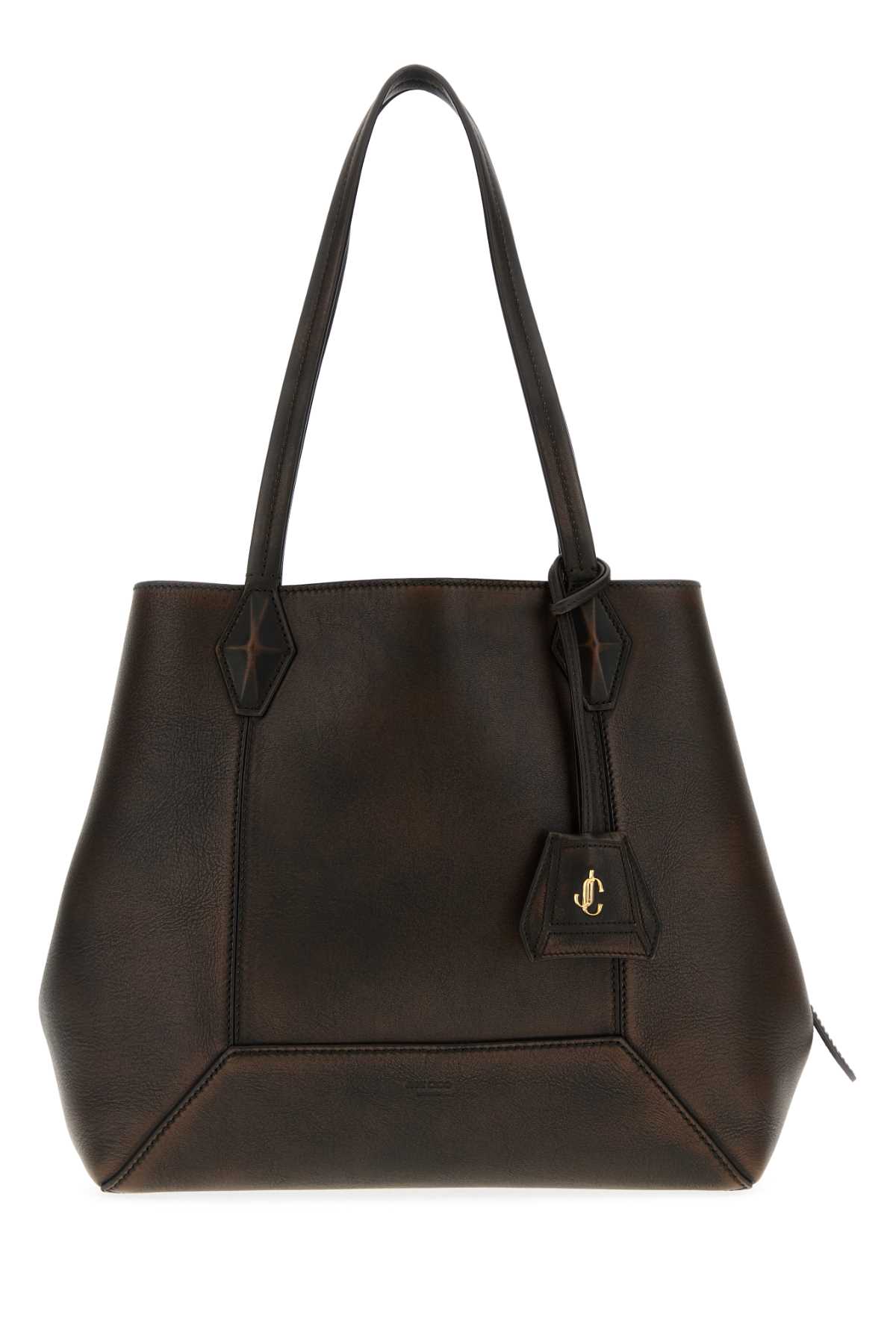 Jimmy Choo Leather Diamond Shopping Clutch Bag In Brown