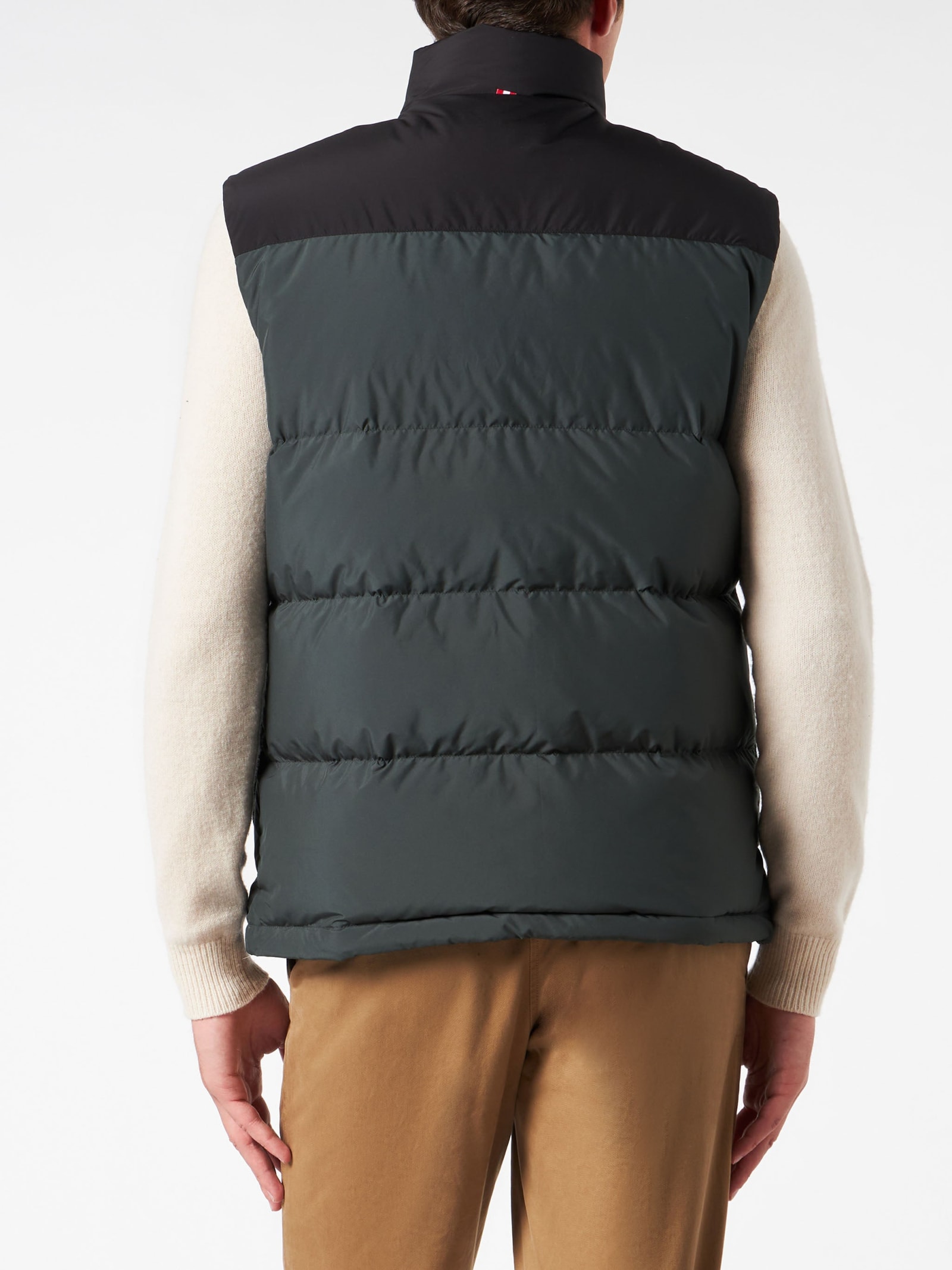 Mc2 Saint Barth Man Down Padded Green Vest With Pockets In Green