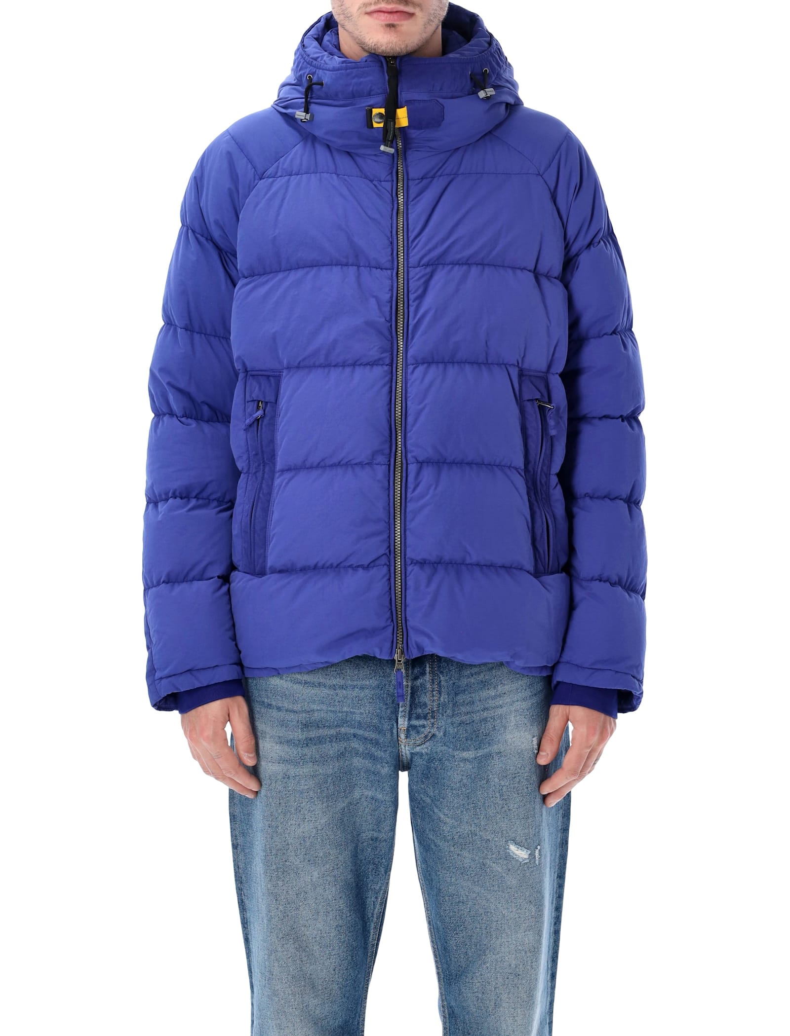 Parajumpers Norton Hooded Quilted Jacket And Pockets In Blue