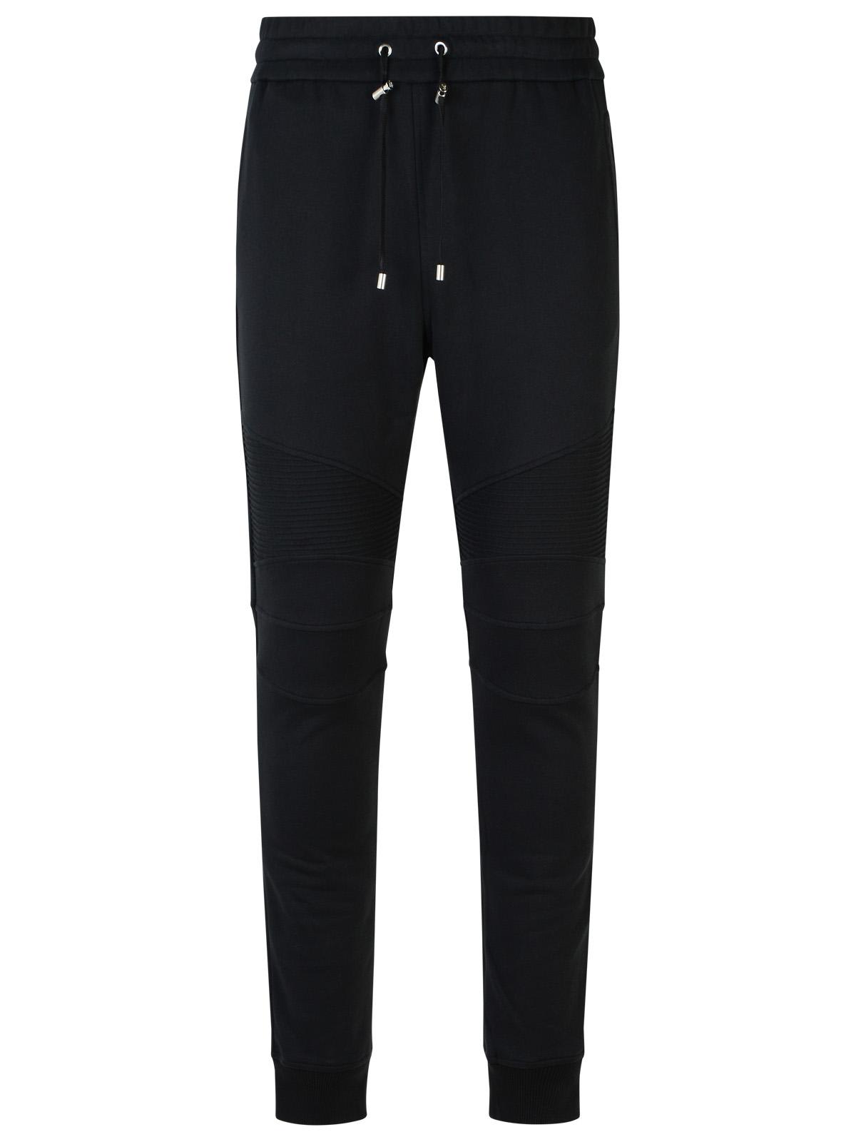 Shop Balmain Jogger Black Cotton Pants