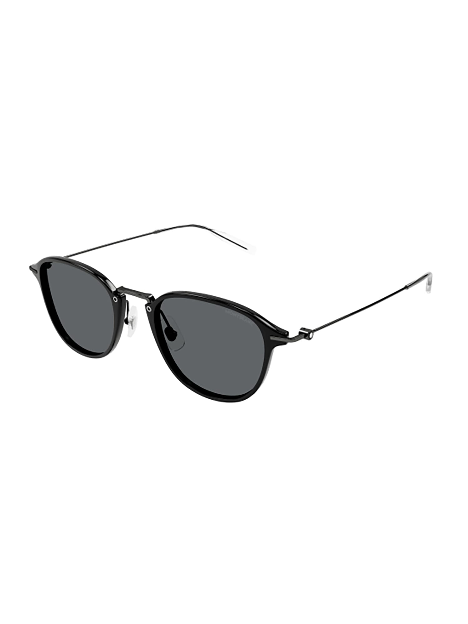 Shop Montblanc Mb0155s Sunglasses In Black Ruthenium Grey