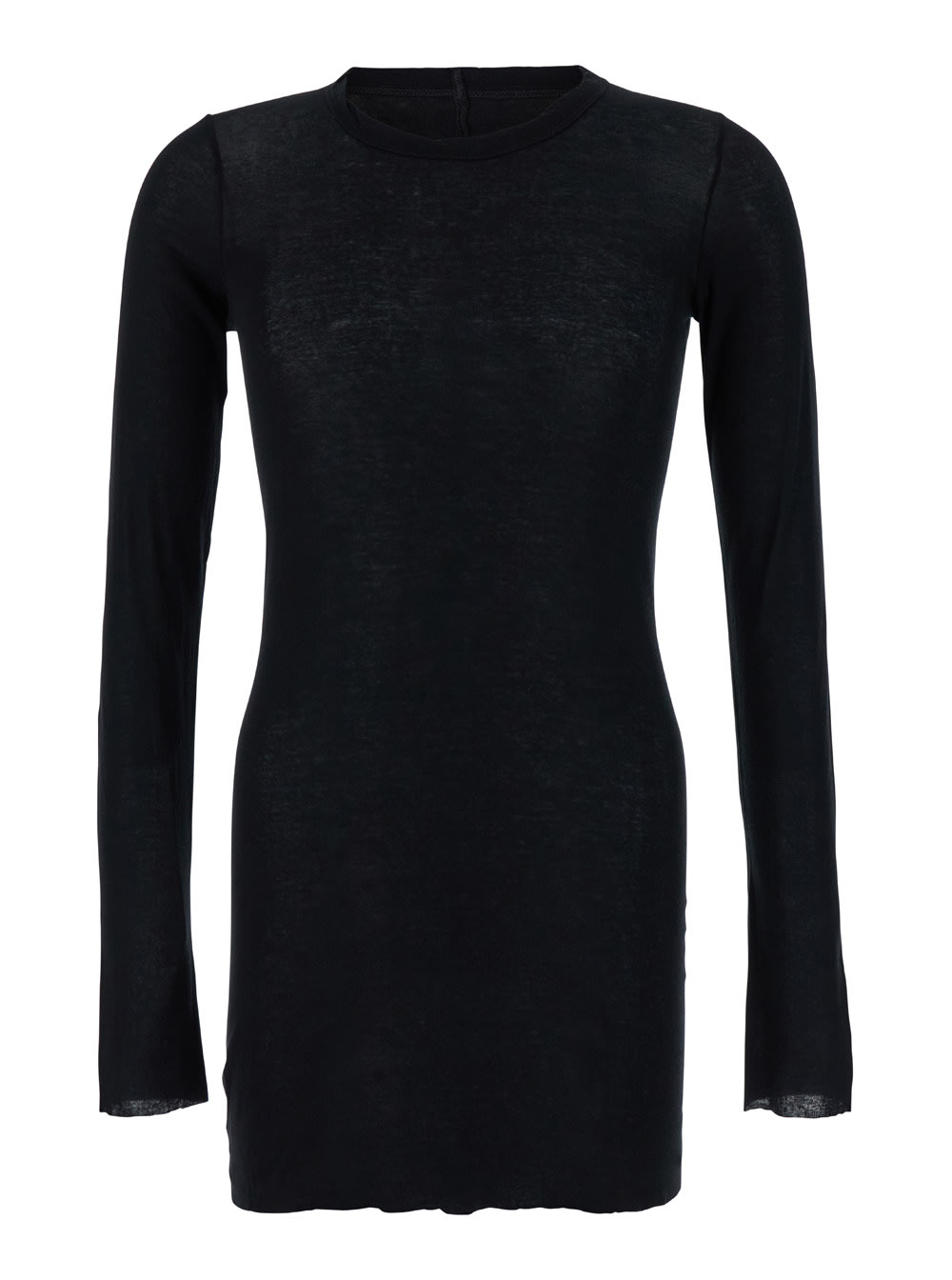 Rick Owens Black Long Sleeve Top In Semi Sheer Man