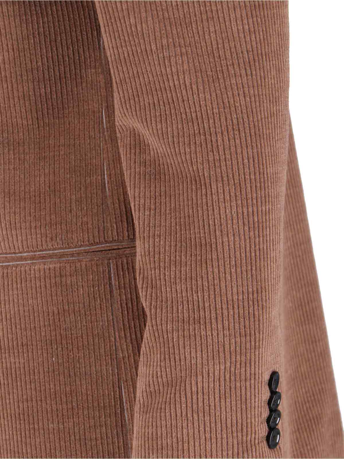 Lardini Corduroy Double-breasted Blazer Notched Lapels In Brown