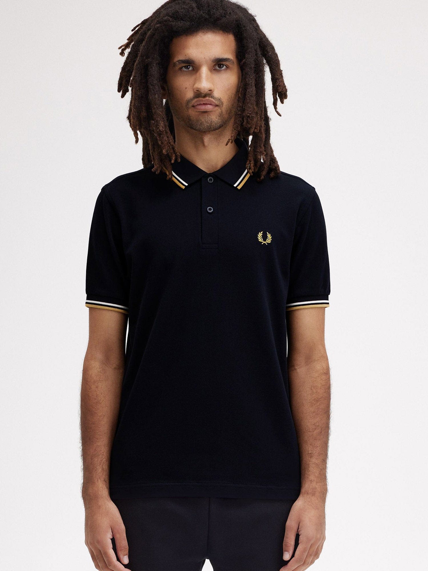 Fred Perry Polo Shirt With Contrast Trim And Collar In Black
