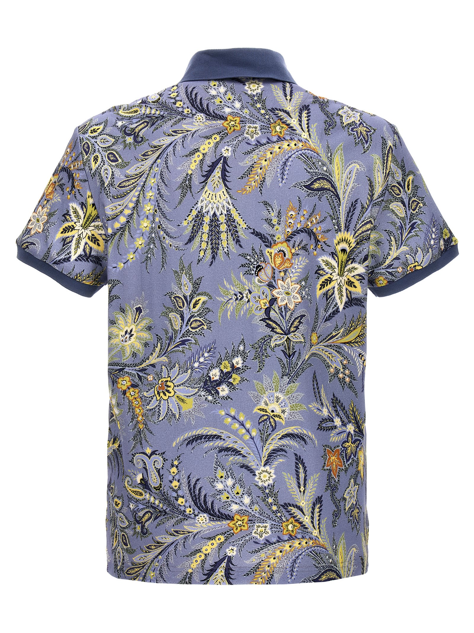 Shop Etro Floral Print Polo Shirt In Light Blue