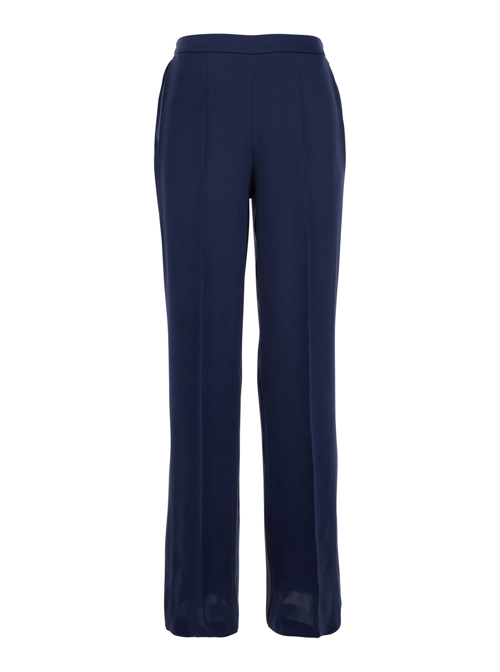 Momonì blocos Dark Blue Trousers With Elastic Waist In Silk Woman