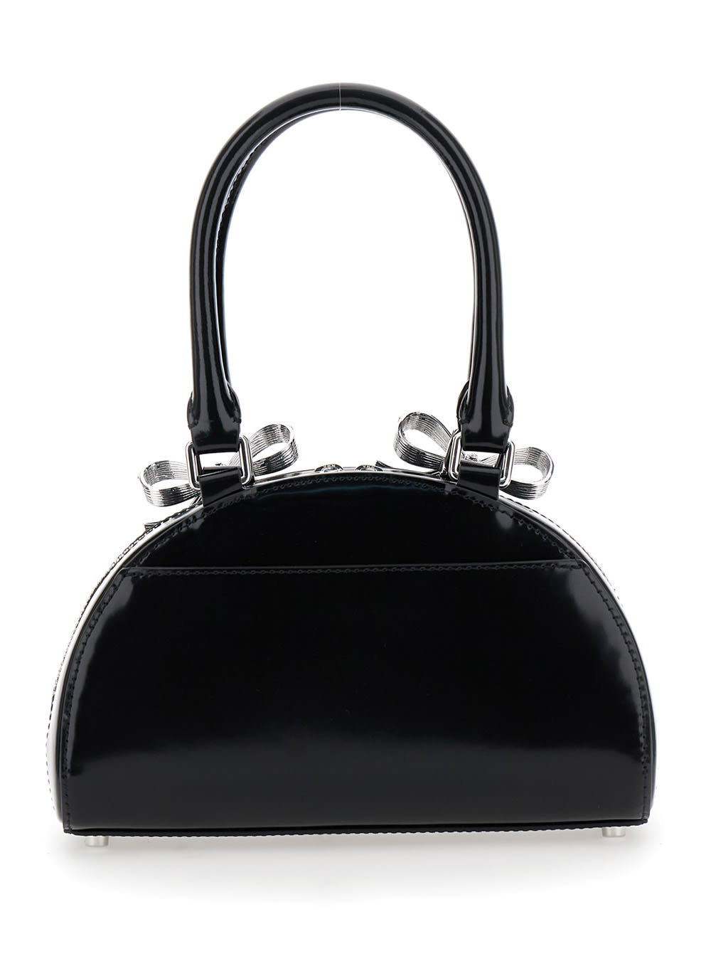 Shop Self-portrait Black Mini Handbag With Bows In Patent Leather Woman