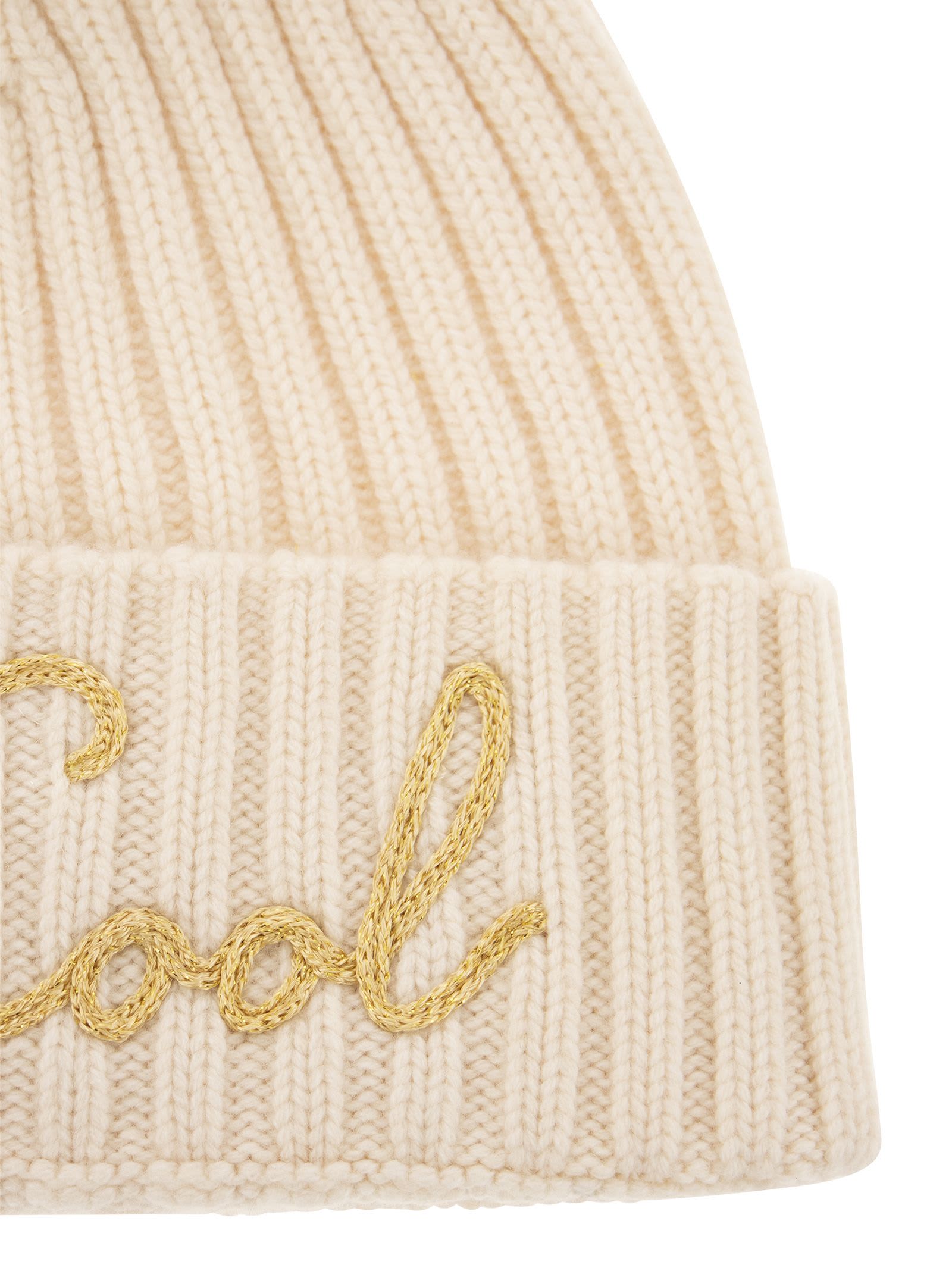 Shop Mc2 Saint Barth Hat With Pompom And Embroidery  In White