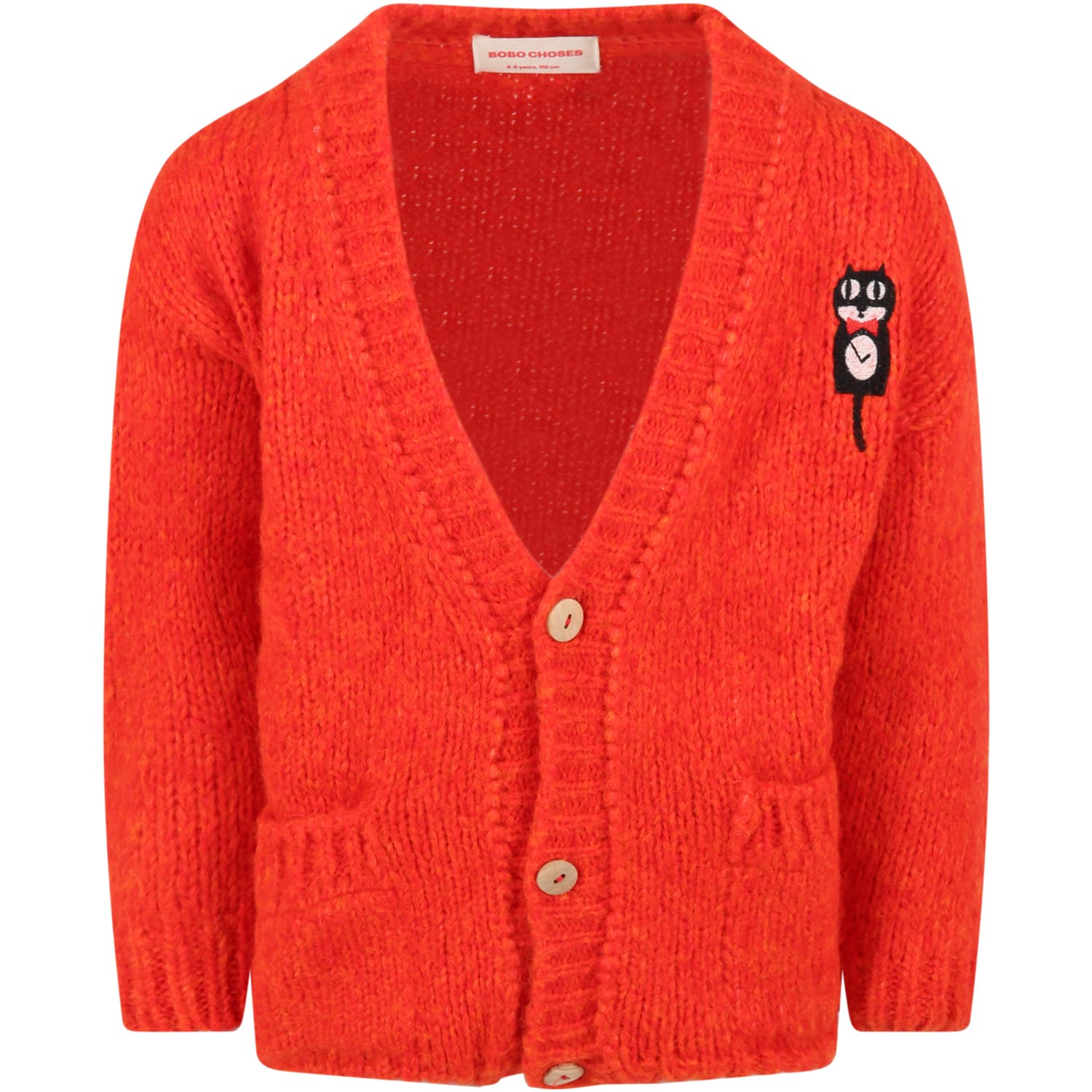 Bobo Choses Red Cardigan For Kids With Cat