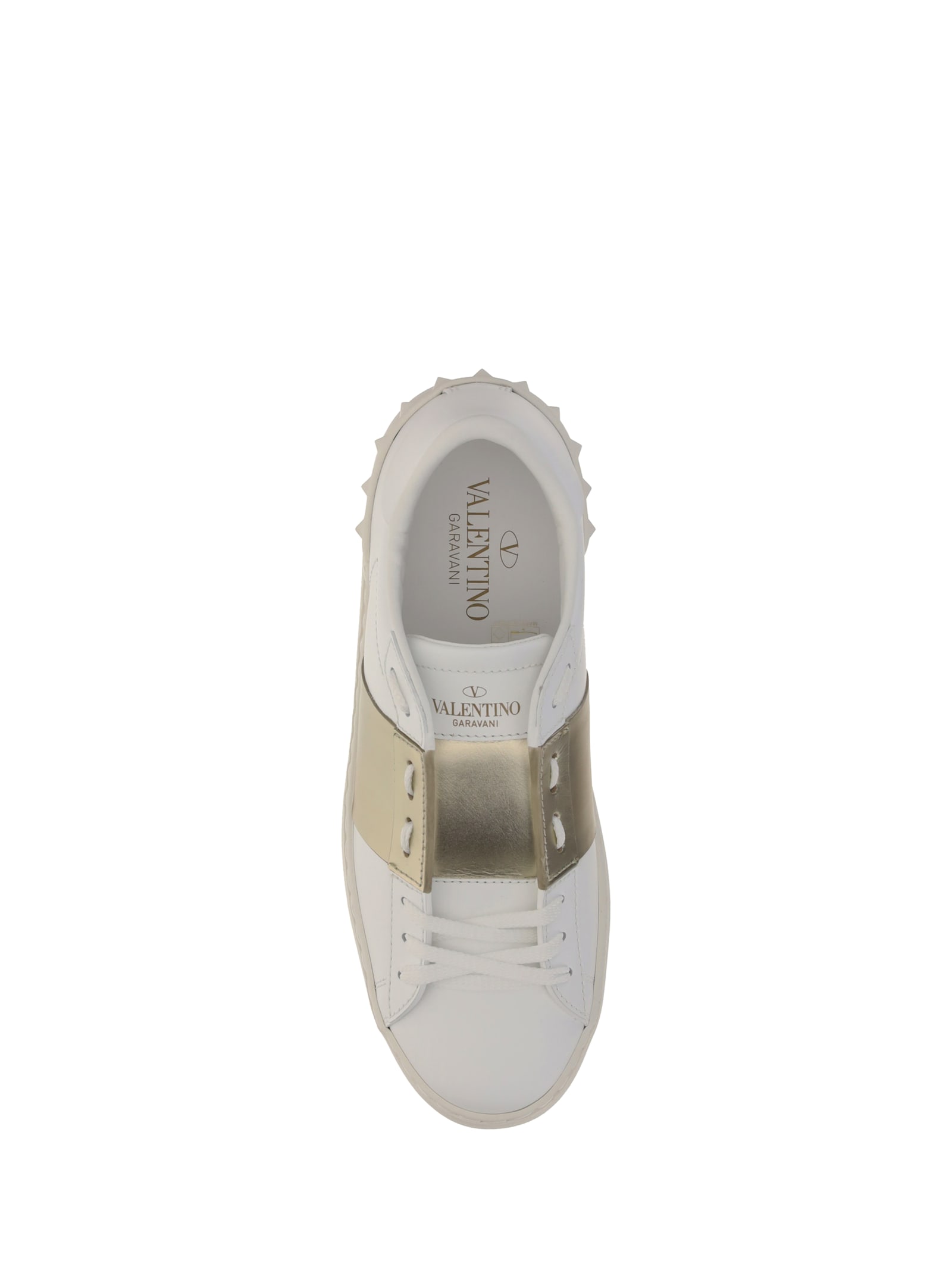 Shop Valentino Rockstud Open Sneakers In Bianco/platino/bianco