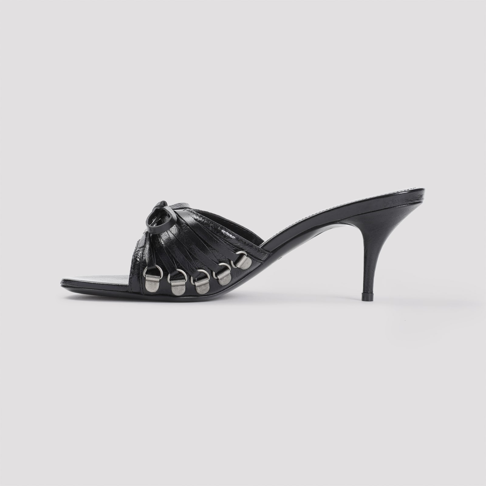 Shop Balenciaga Cagole Sandals In Black Silver