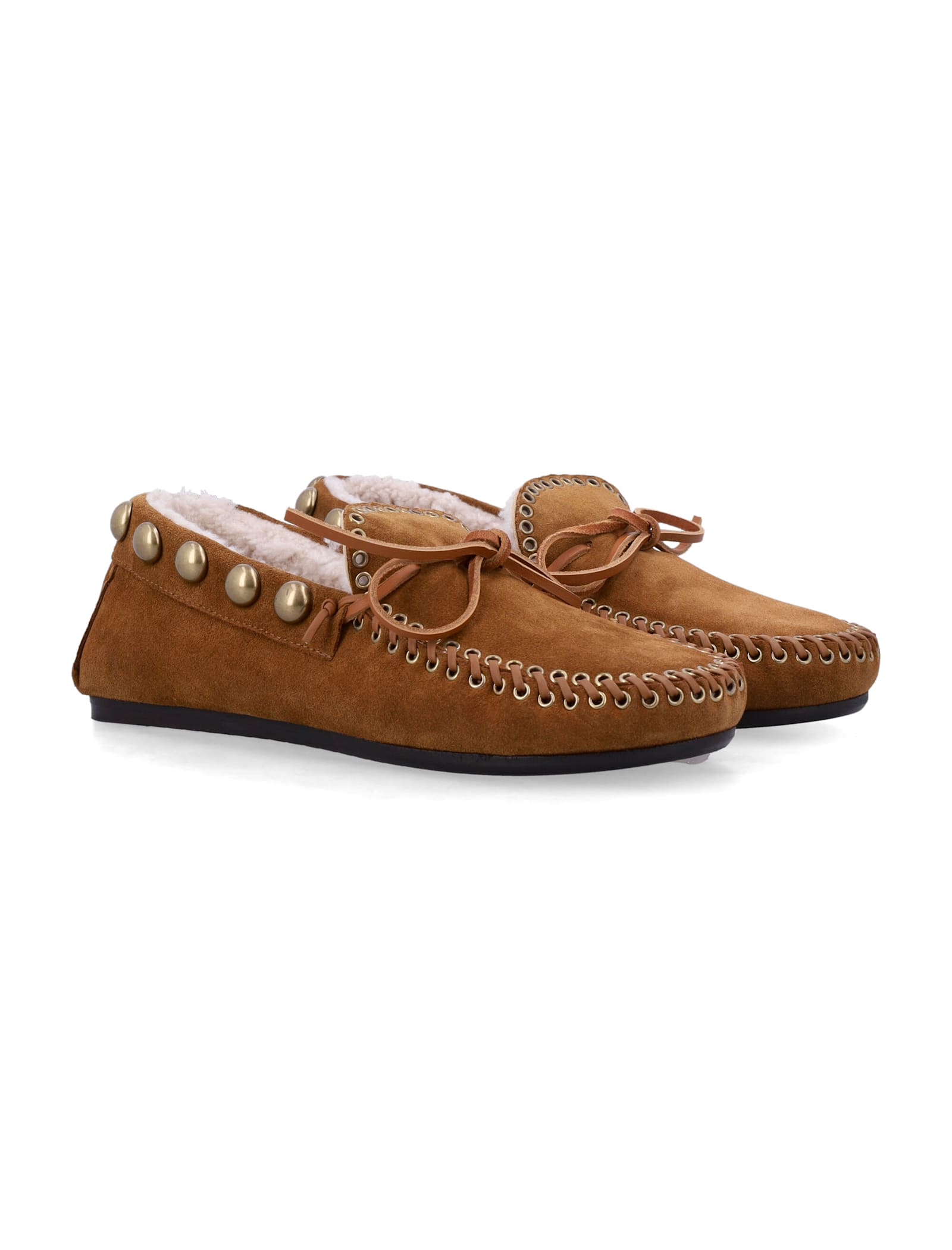 Isabel Marant Fitza Shearling Suede Loafers In Brown