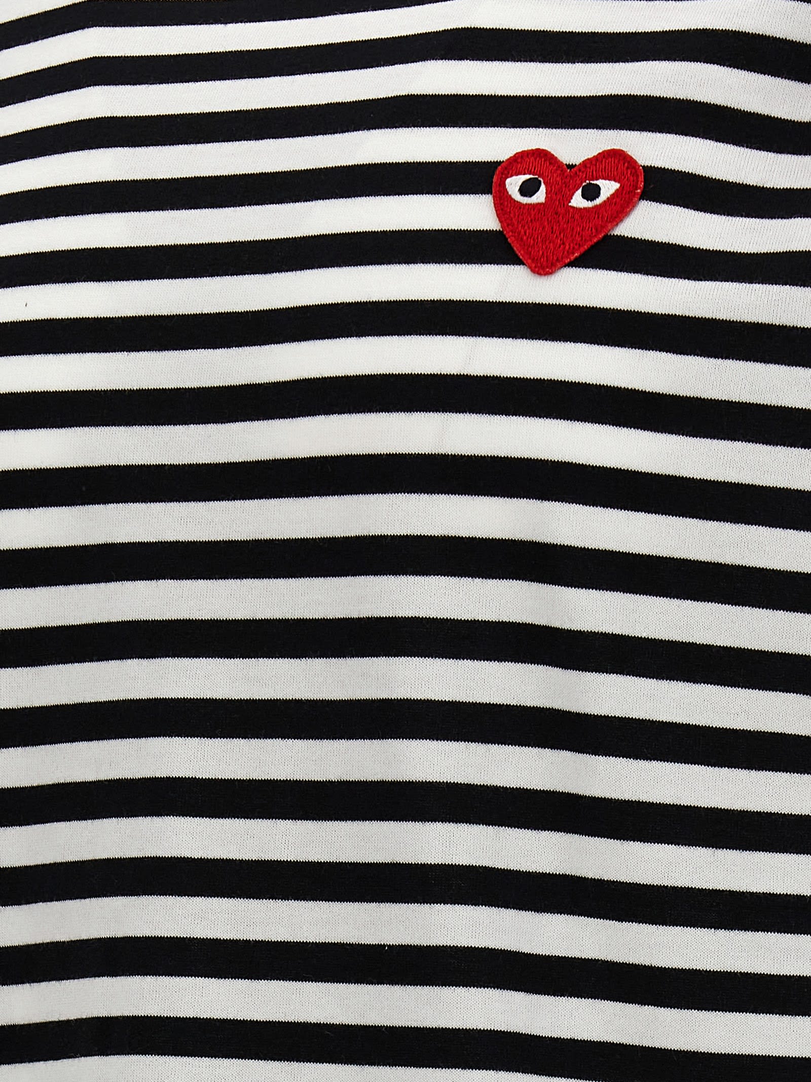 Shop Comme Des Garçons Logo Patch Stripes T-shirt In Black
