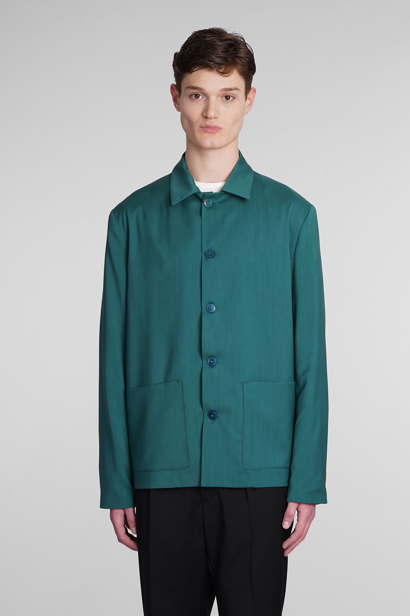 Timisoara Casual Jacket In Green Wool