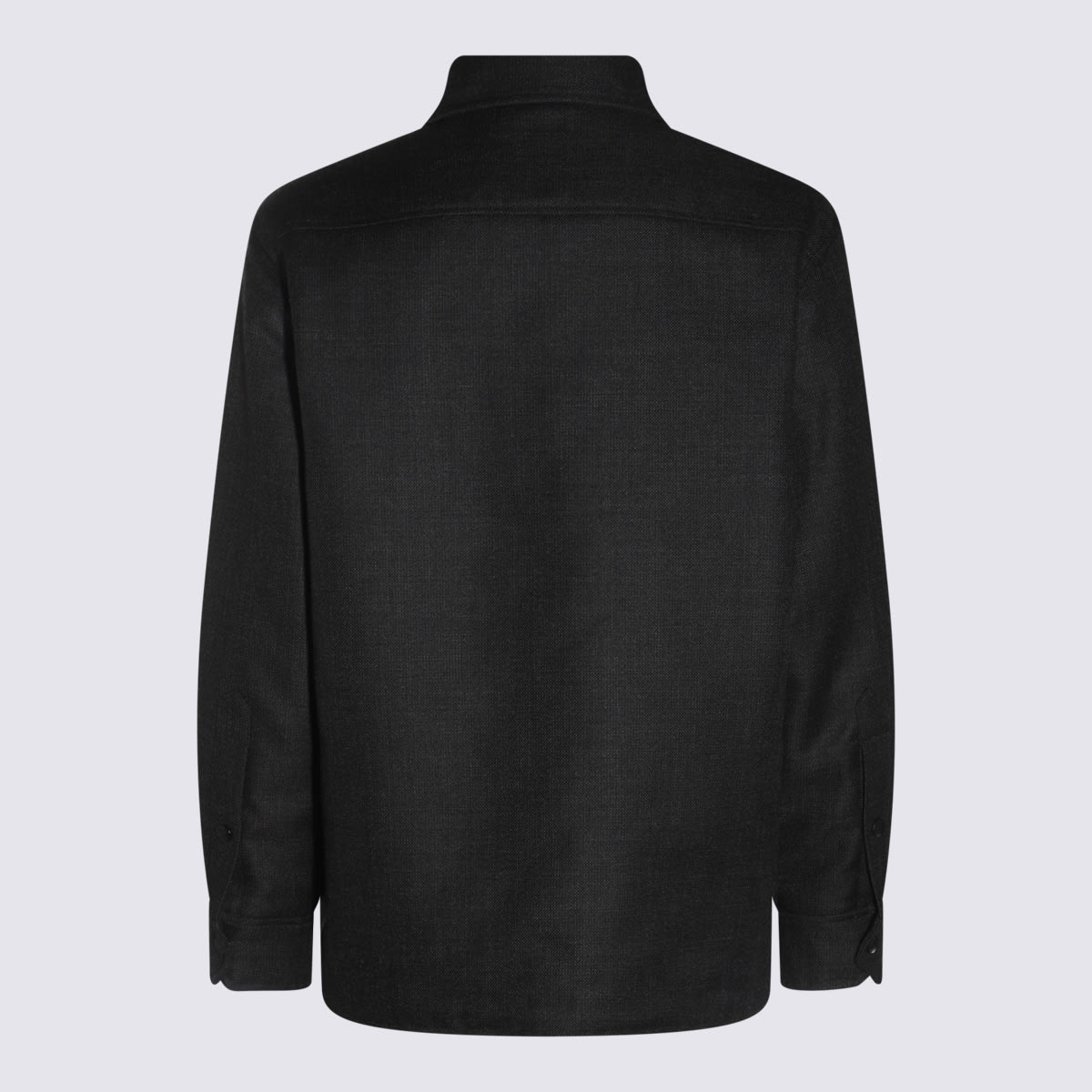 Valentino Virgin Wool Jacket With Metal V-detail In Nero Antracite