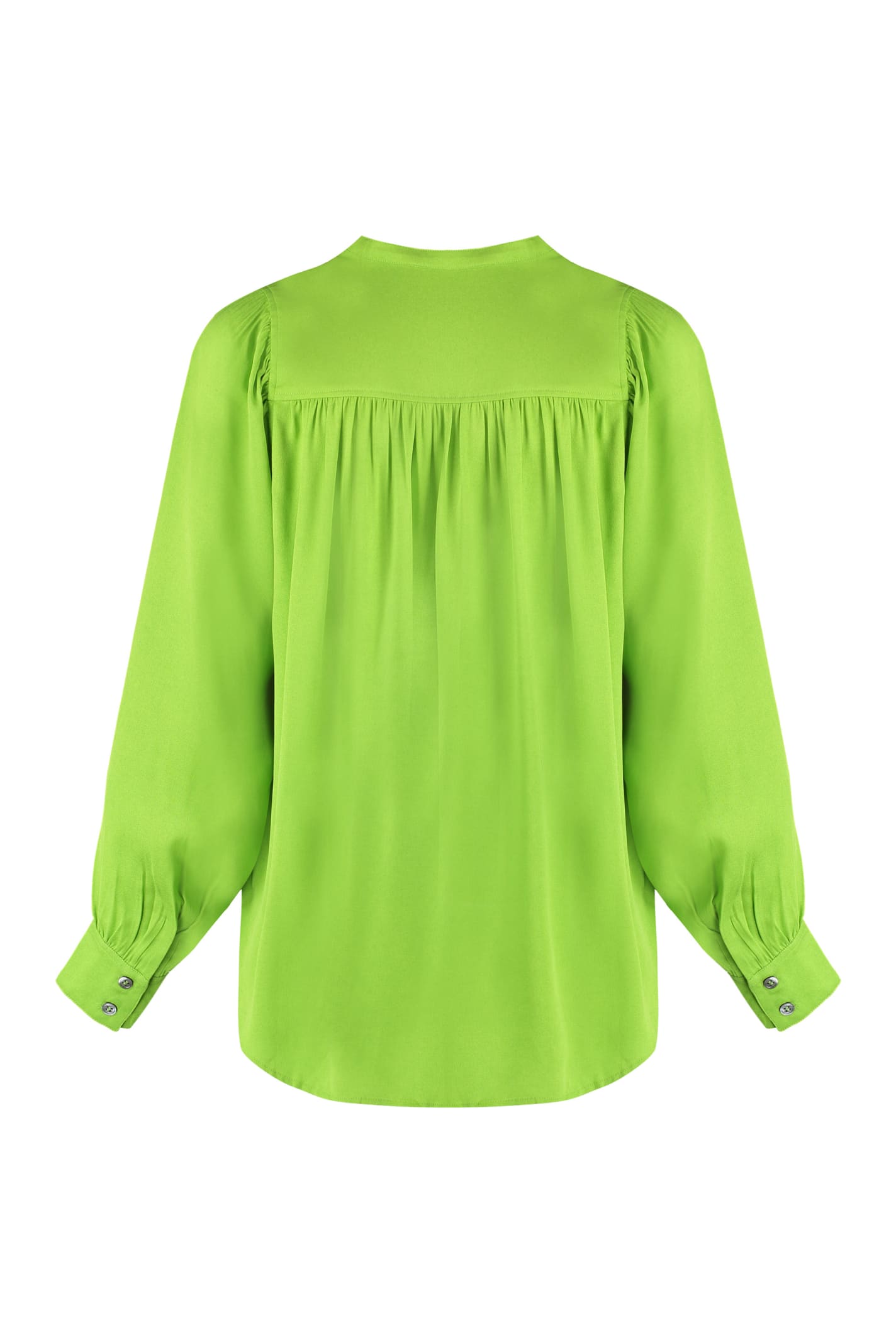 Shop Yves Salomon Crêpe Blouse In Green