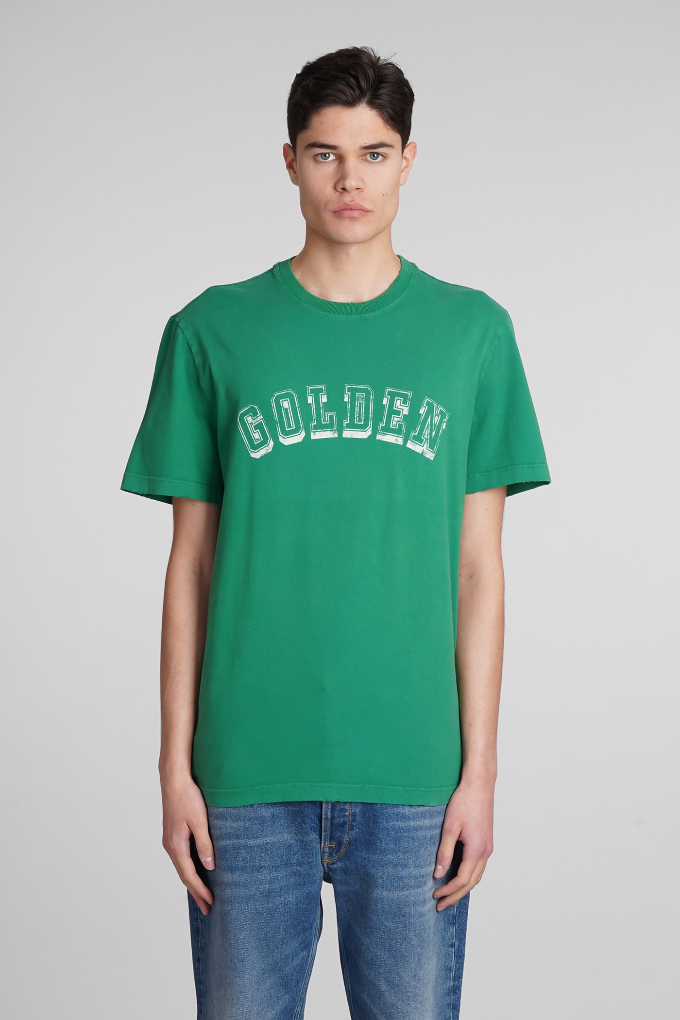 Shop Golden Goose T-shirt In Green Cotton