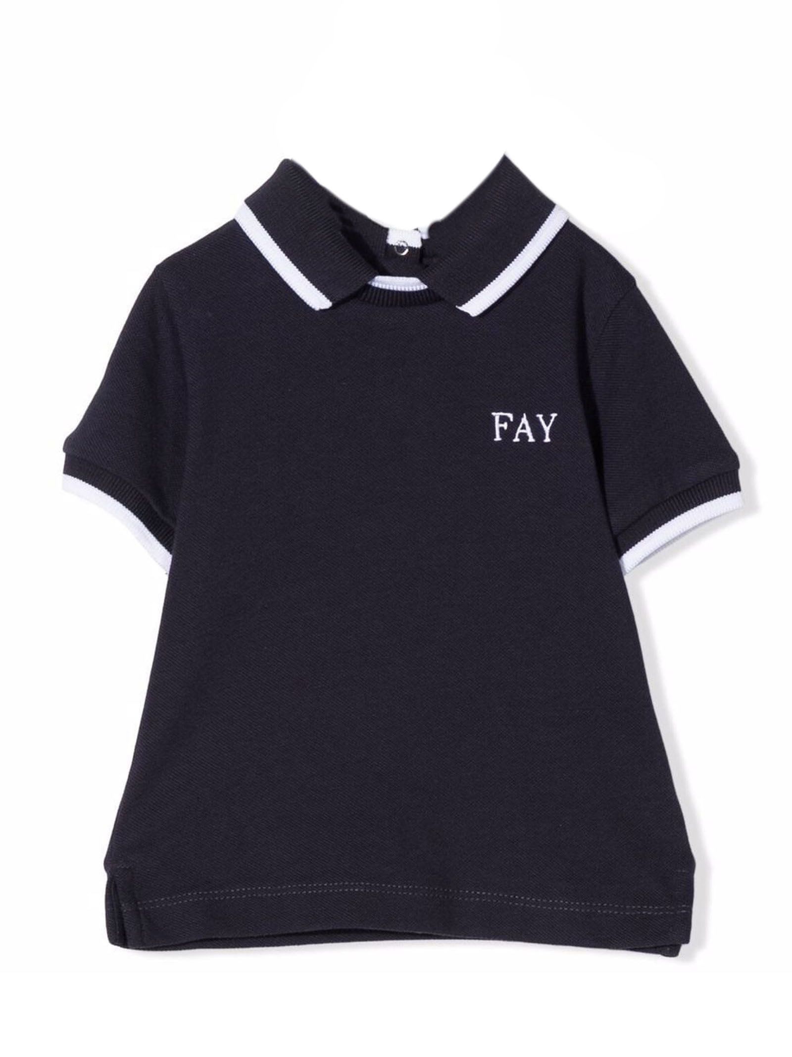 Fay Blu Cotton Polo Shirt
