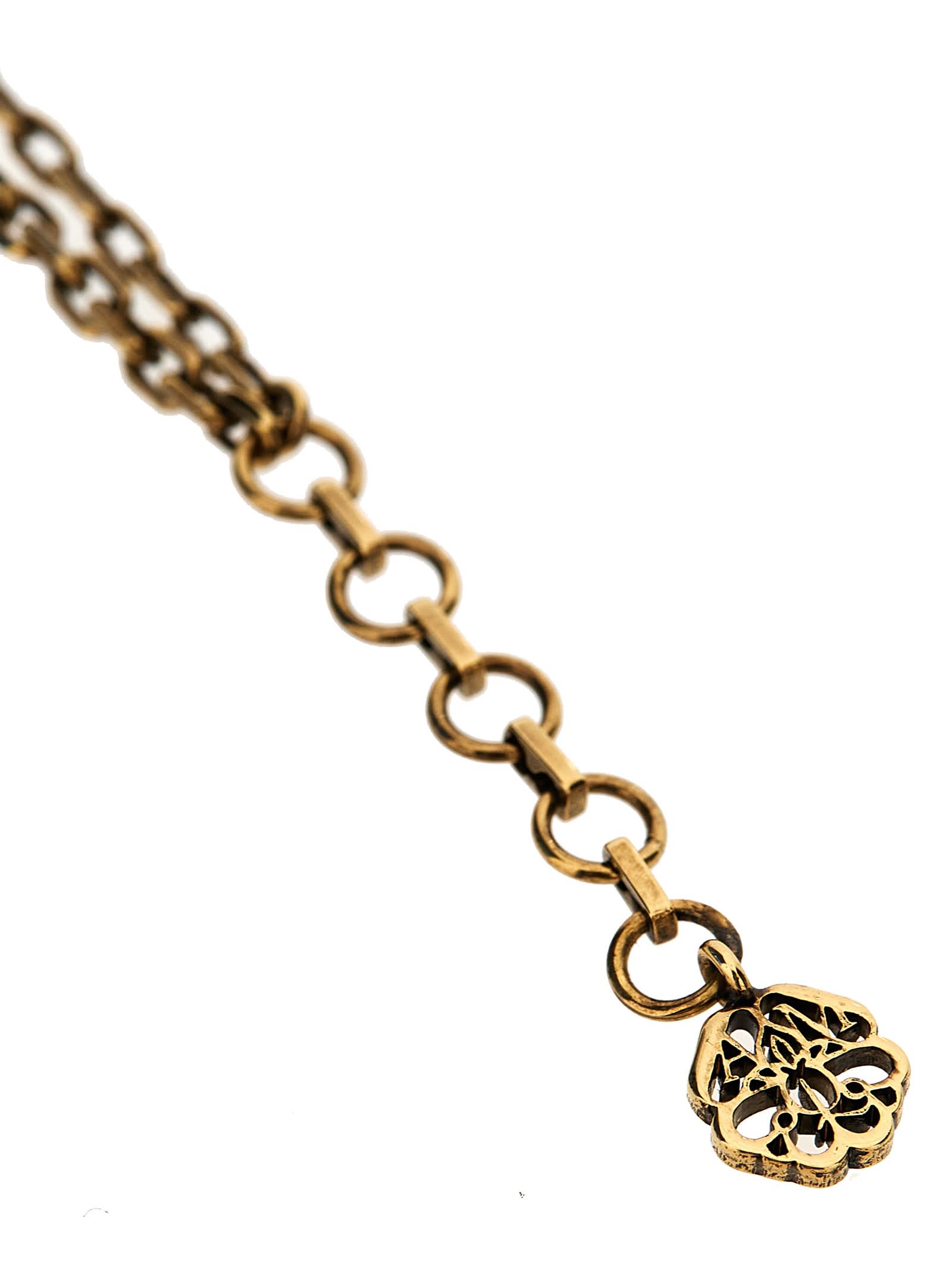 Shop Alexander Mcqueen Skull Pearl Bracelet In Gold